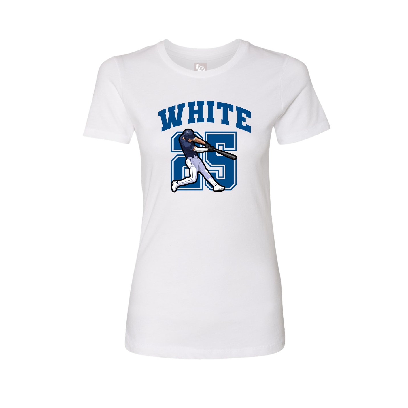 Fitted Women's Tee — Number in White