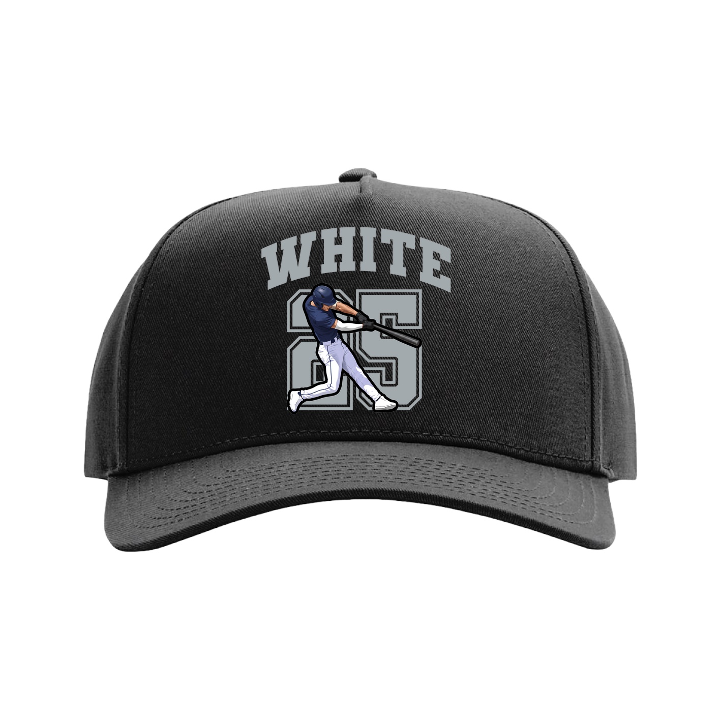 Full Fabric Five-Panel Champ Cap — Number in Black