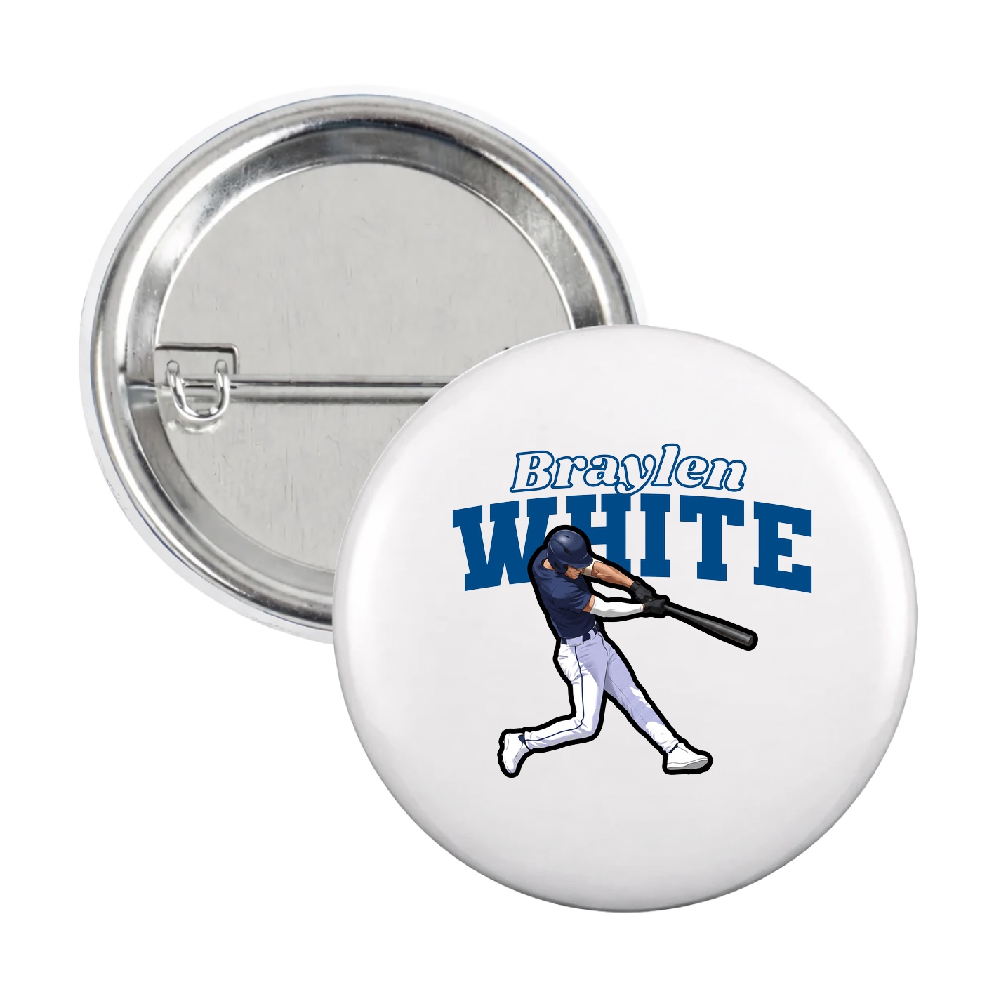 Game Day Button — Name Arch in White