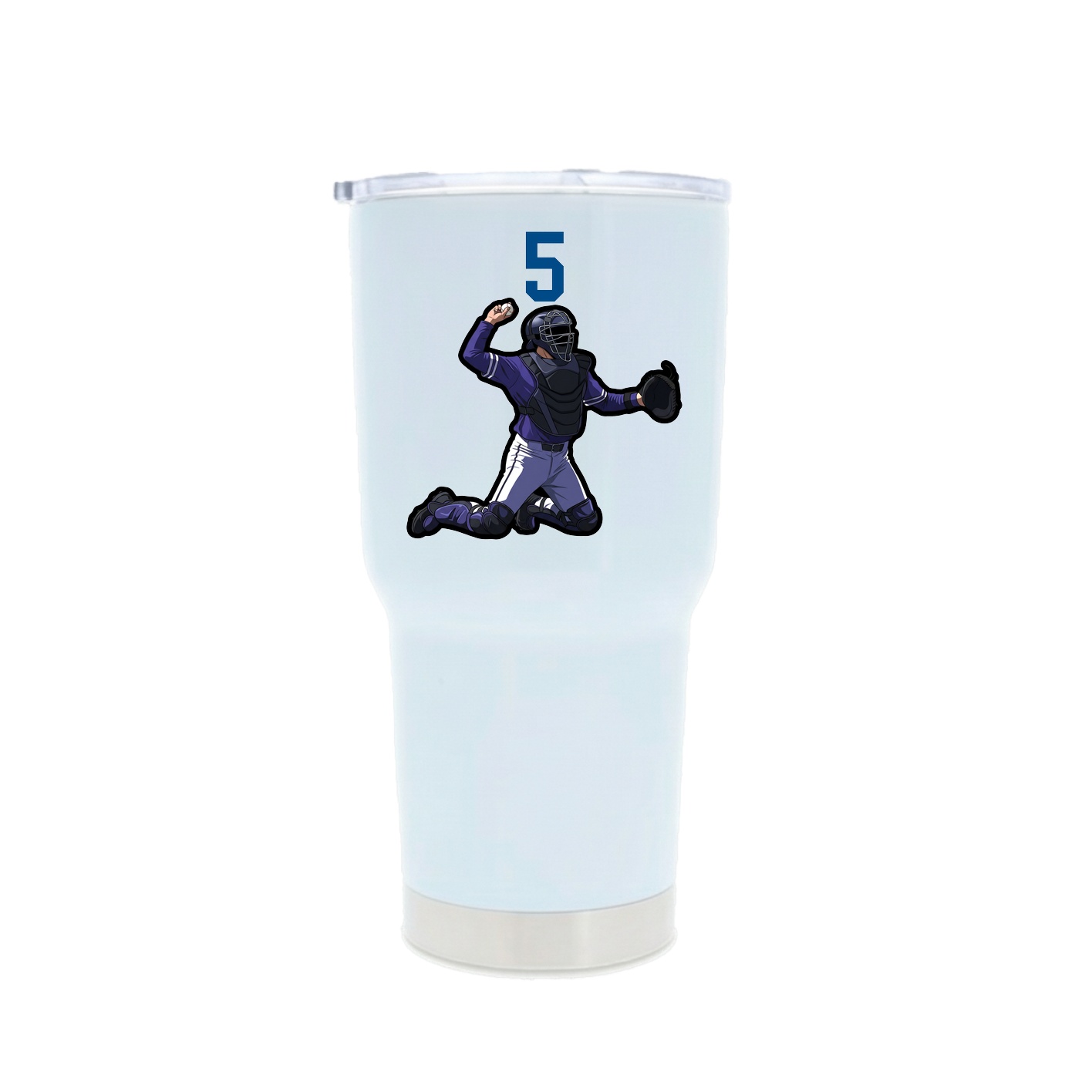 30oz Stainless Steel Tumbler — Number Top in White