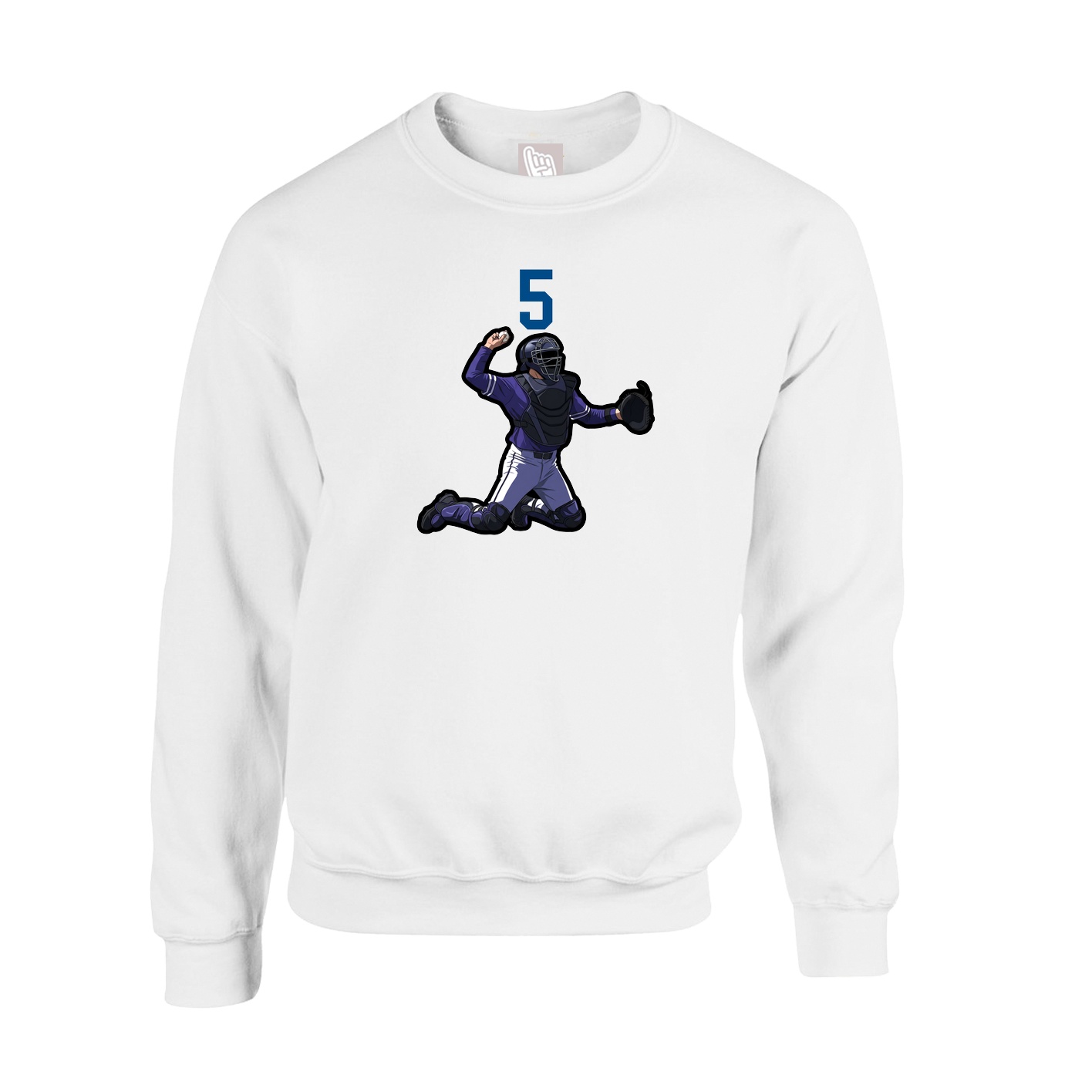 Fleece Crew — Number Top in White