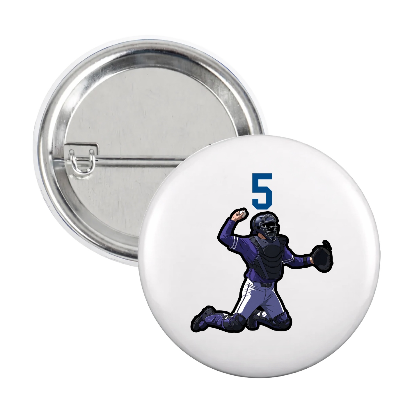Game Day Button — Number Top in White