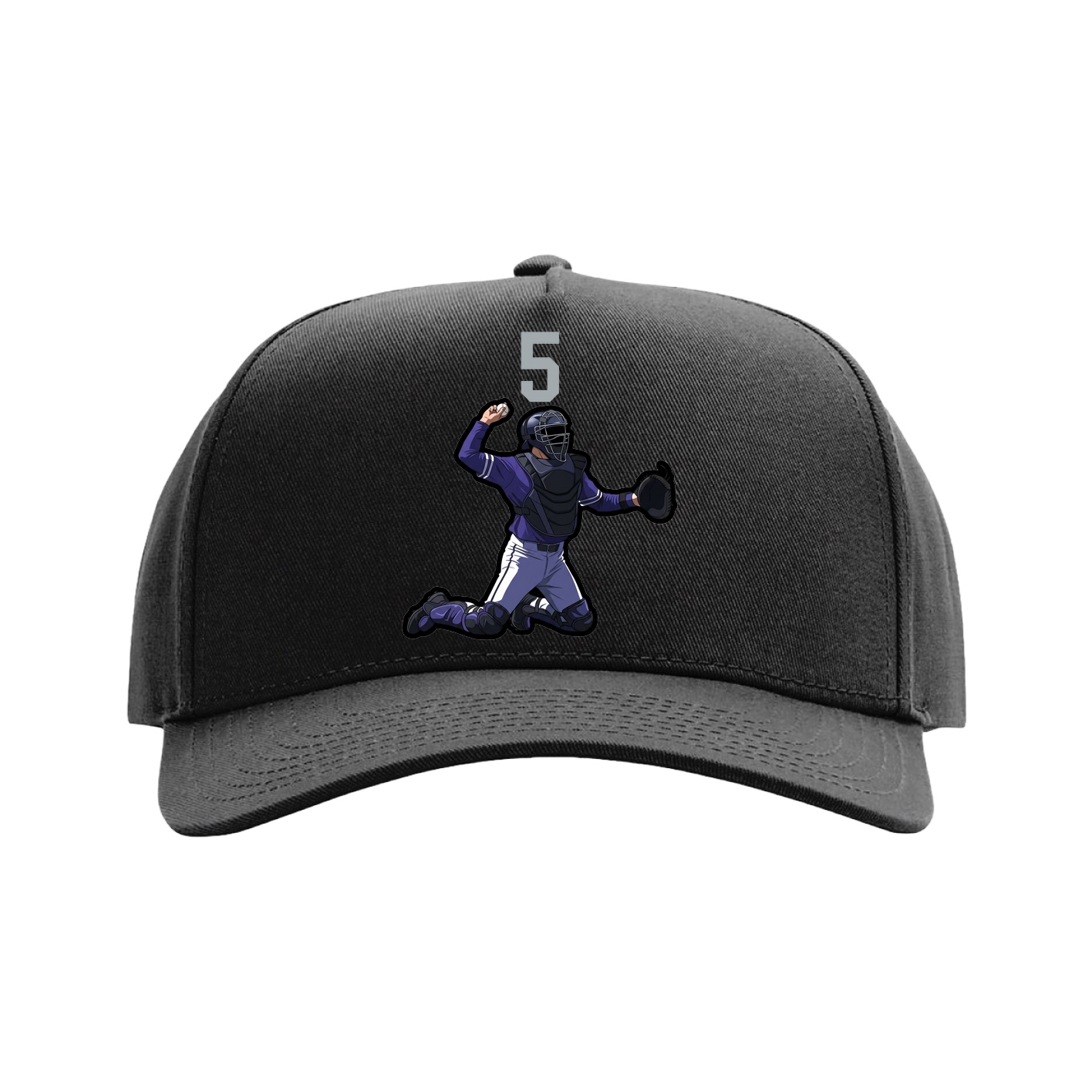 Full Fabric Five-Panel Champ Cap — Number Top in Black