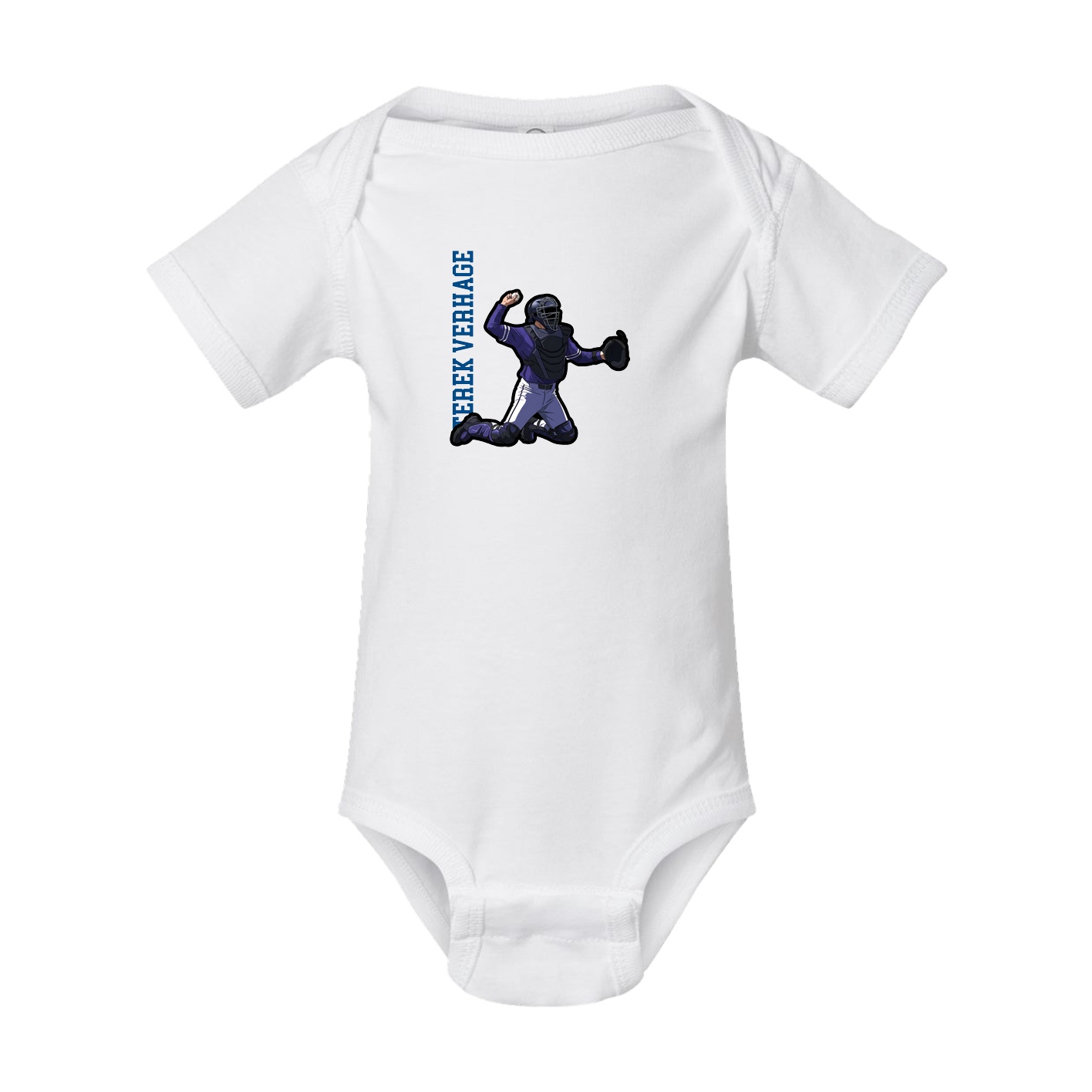 Baby Onesie — Name Vertical in White