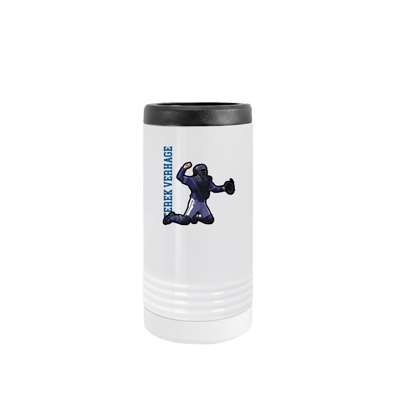 Slim Beverage Holder — Name Vertical in White