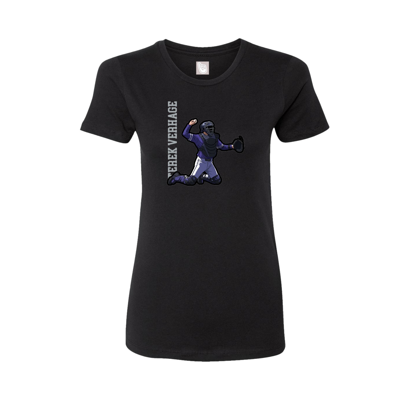 Fitted Women's Tee — Name Vertical in Black