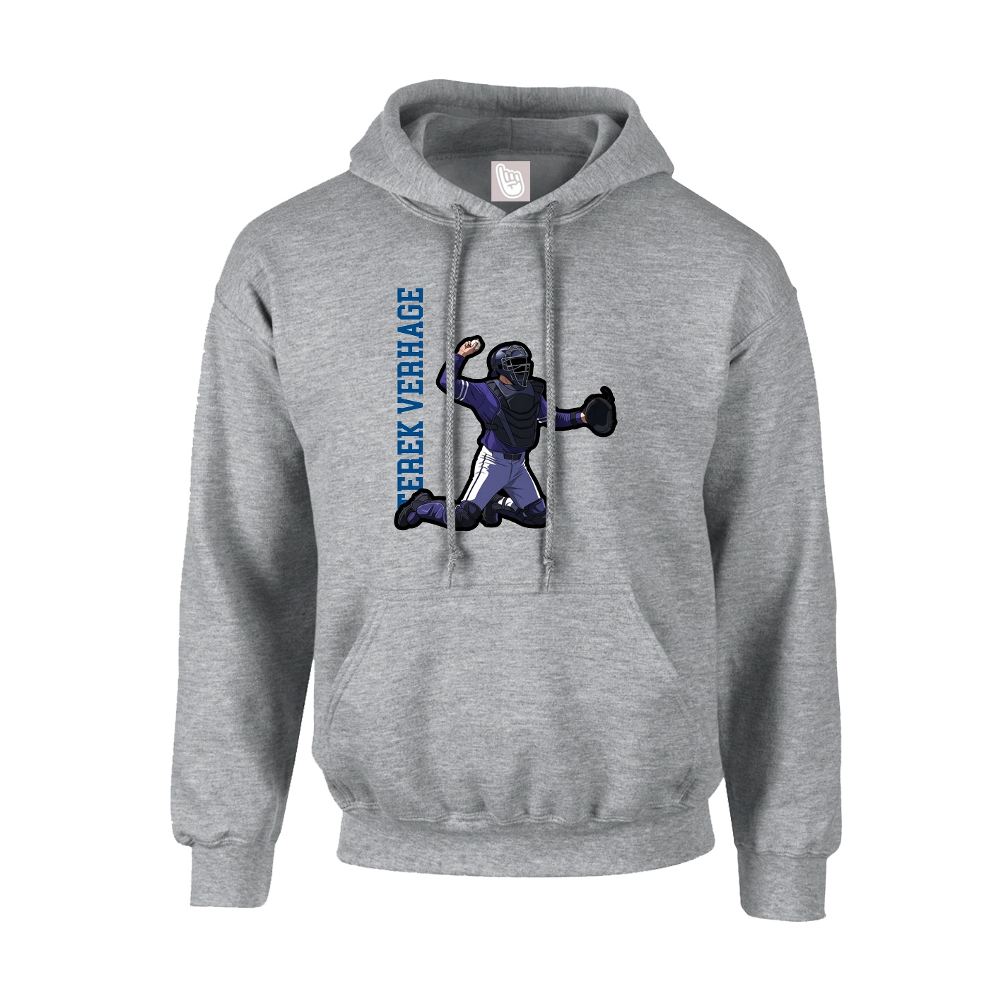 Hoodie — Name Vertical in Grey