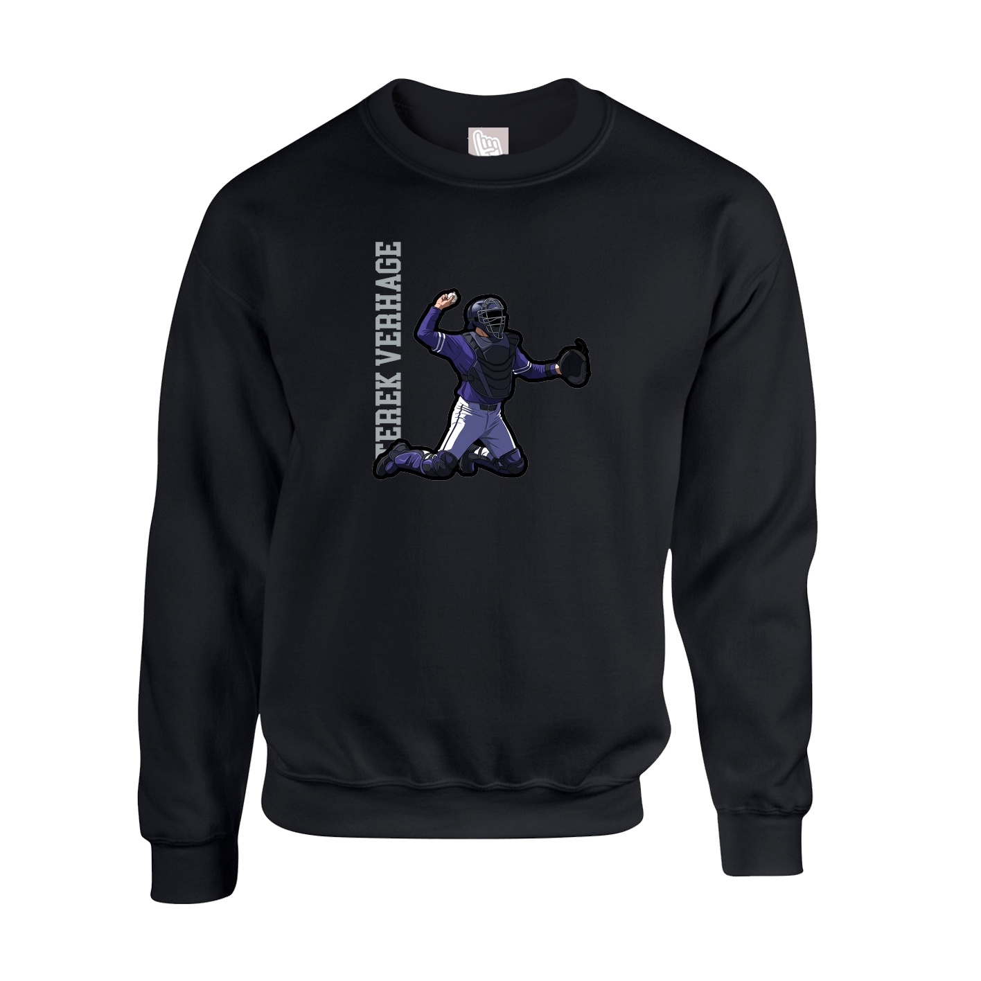 Fleece Crew — Name Vertical in Black