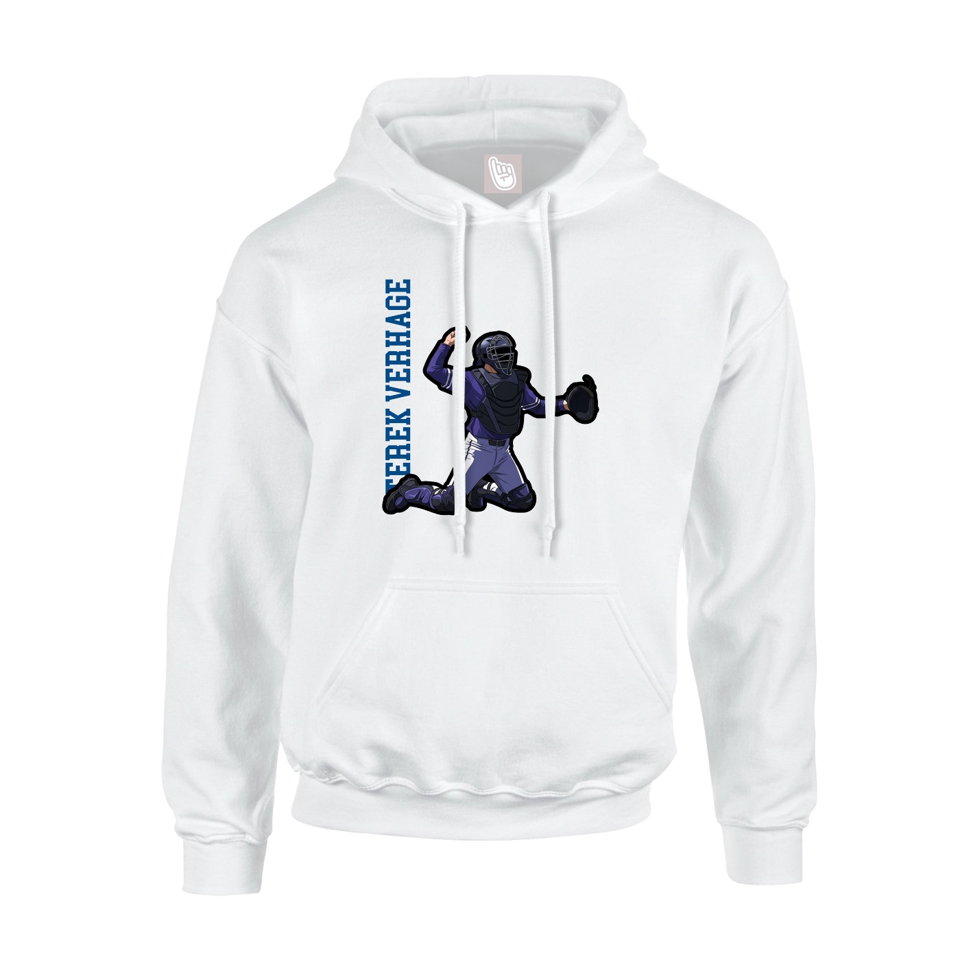 Youth Hoodie — Name Vertical in White