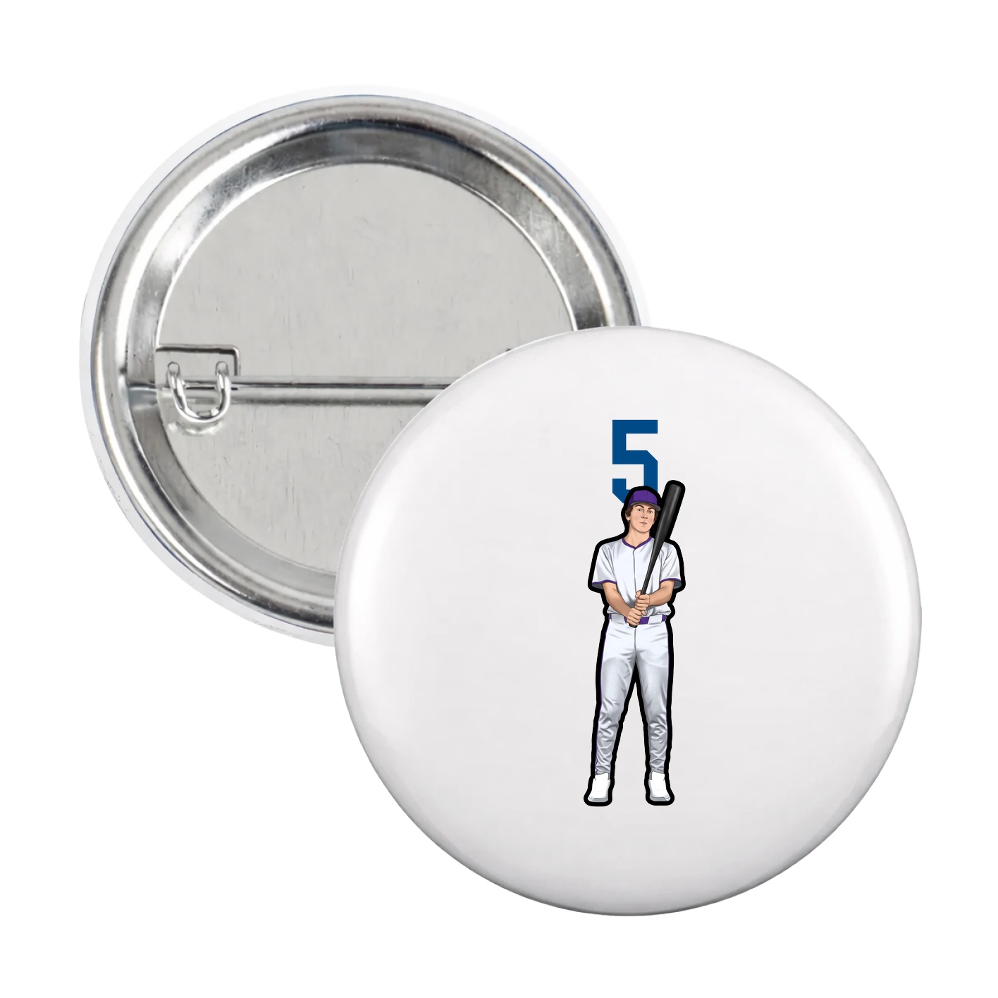 Game Day Button — Number Top in White