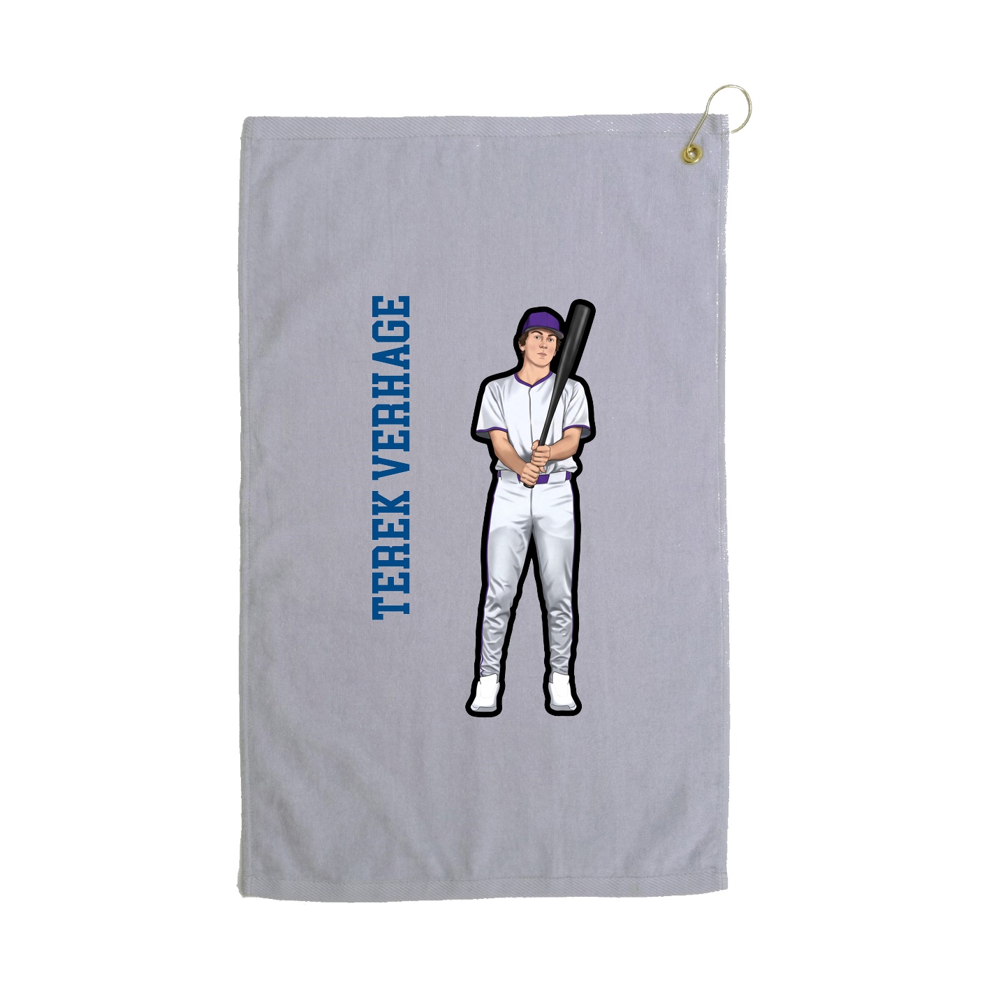 Golf Towel — Name Vertical in Grey