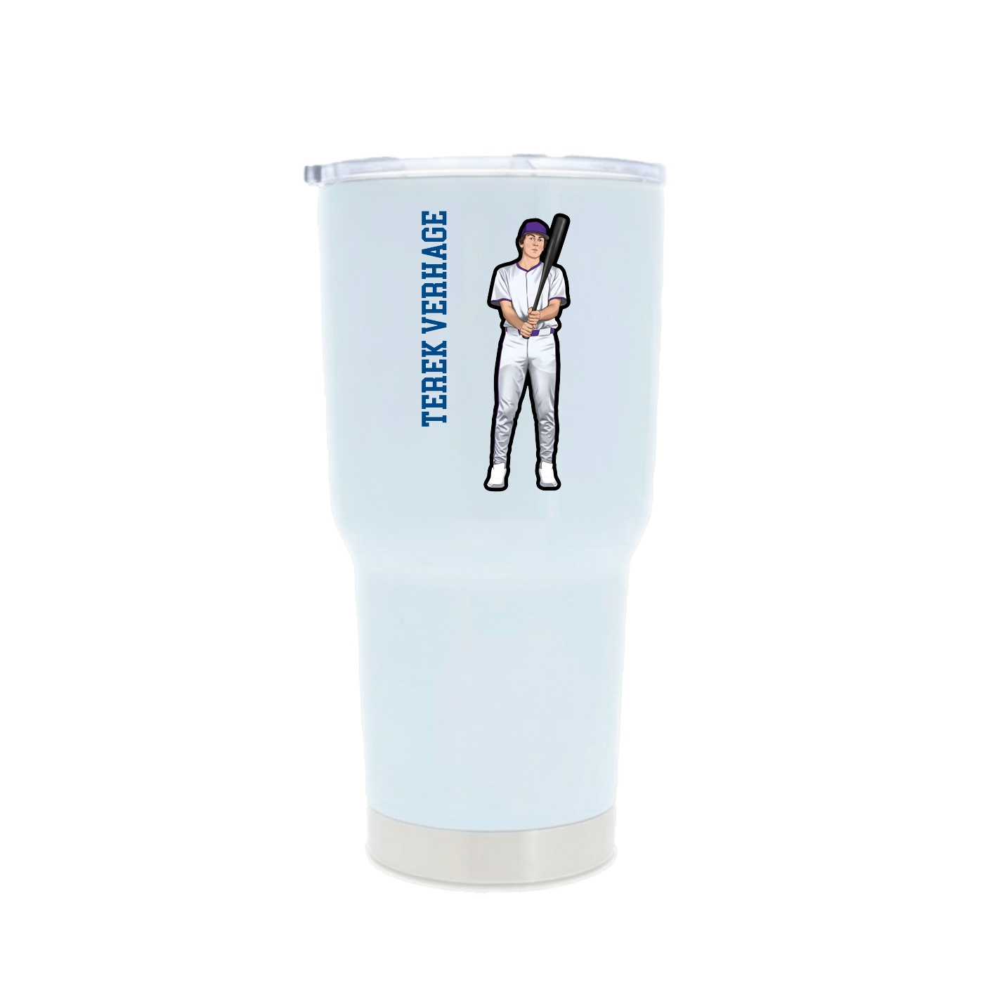 30oz Stainless Steel Tumbler — Name Vertical in White