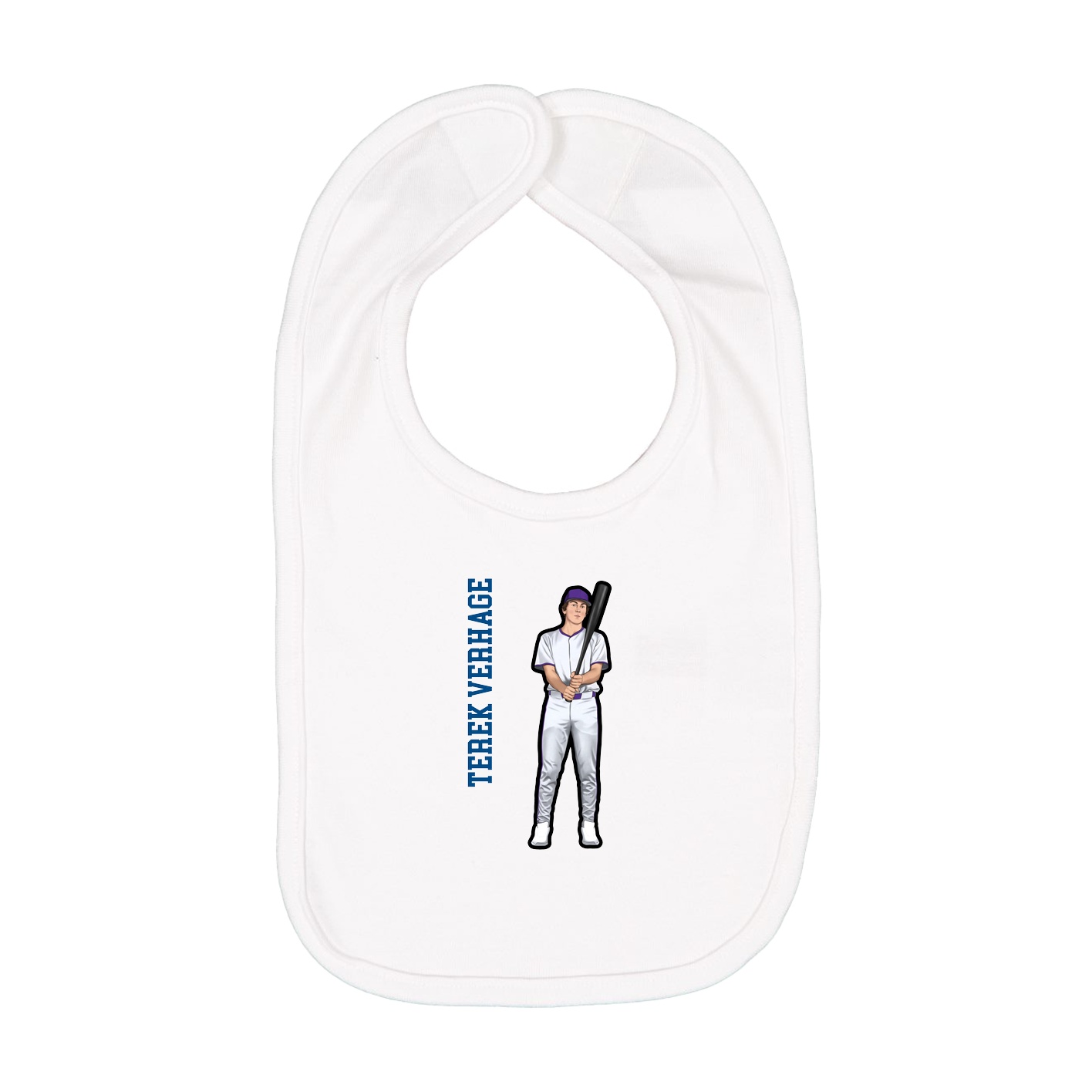 Infant Bib — Name Vertical in White