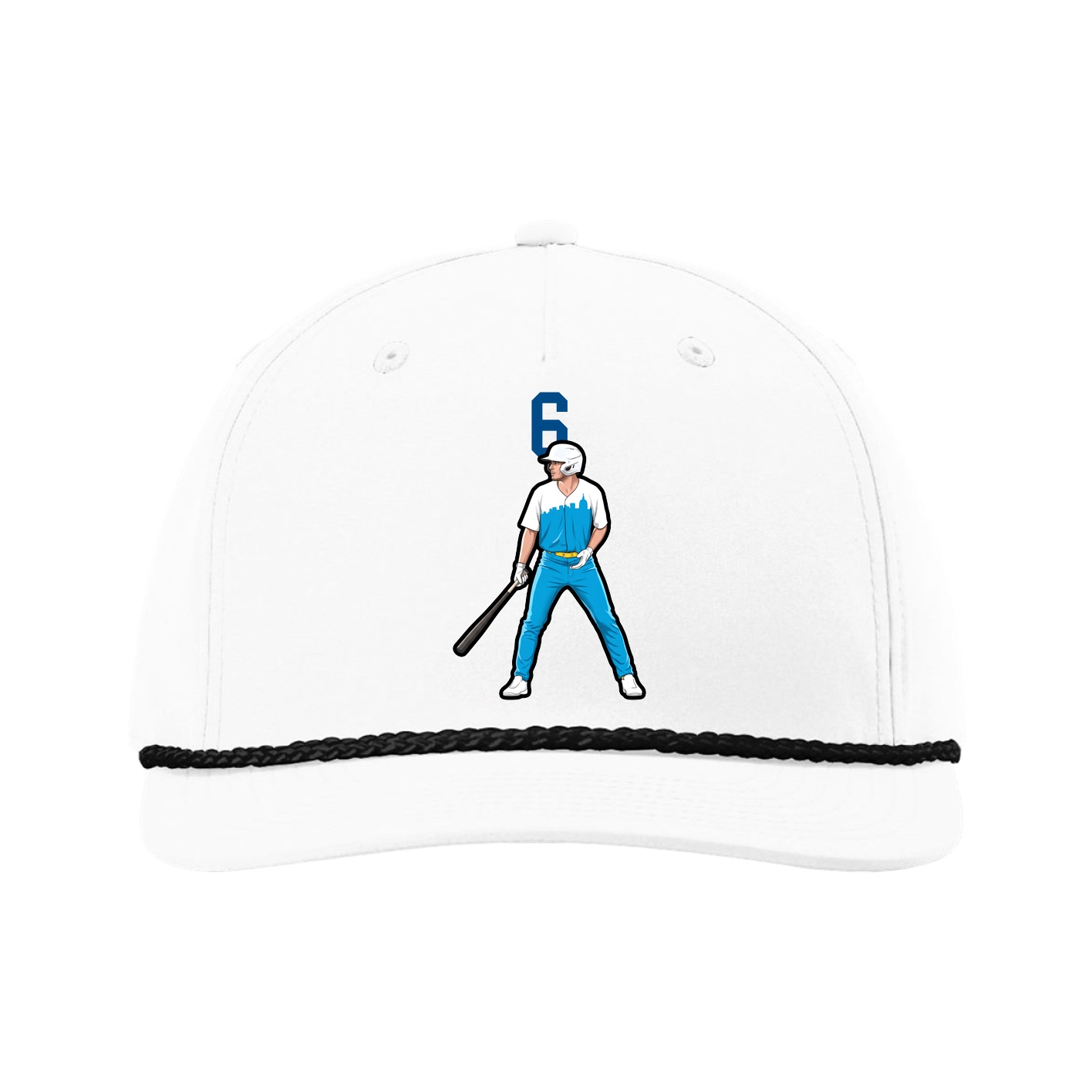 Five-Panel Classic Rope Cap — Number Top in White