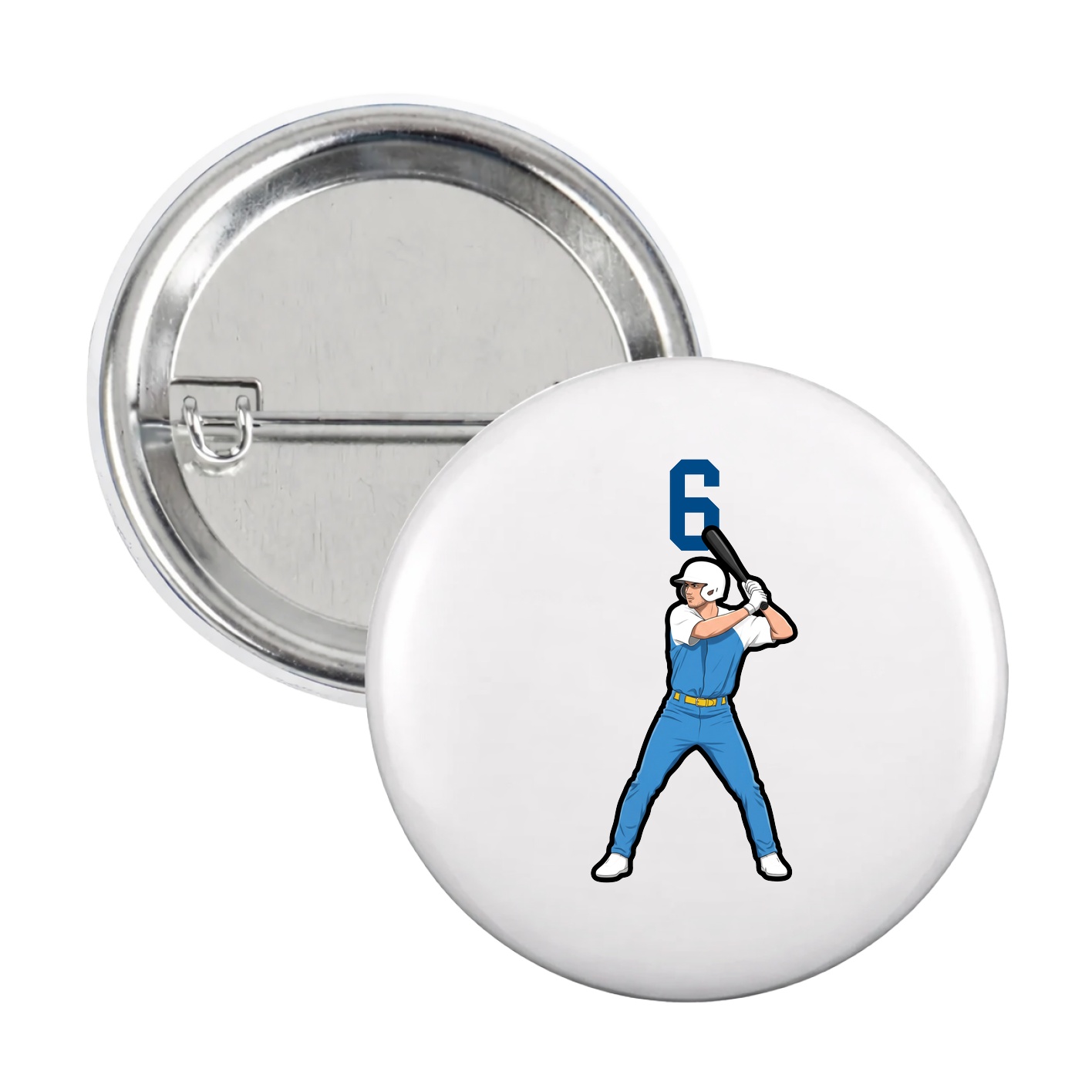 Game Day Button — Number Top in White