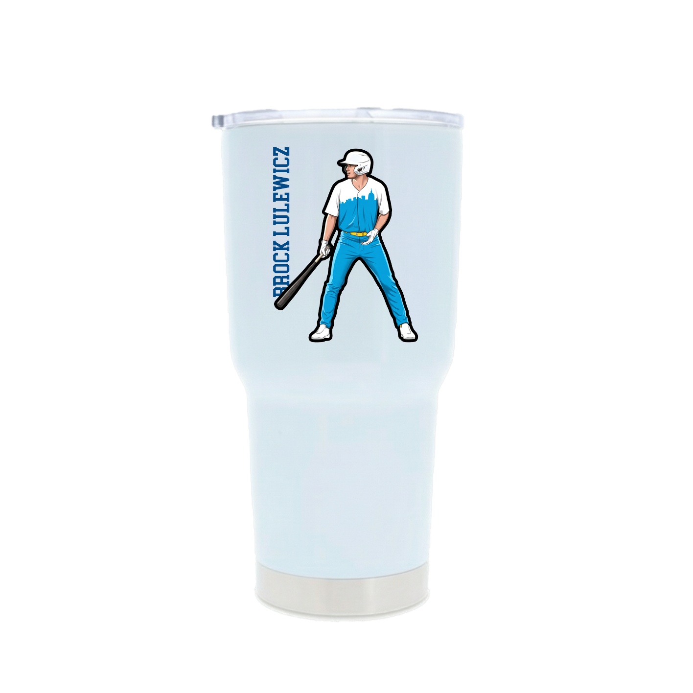 30oz Stainless Steel Tumbler — Name Vertical in White