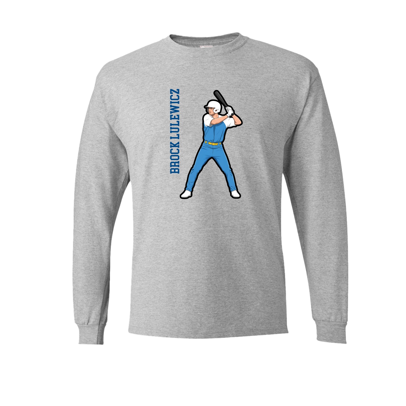 Long Sleeve Tee — Name Vertical in Grey