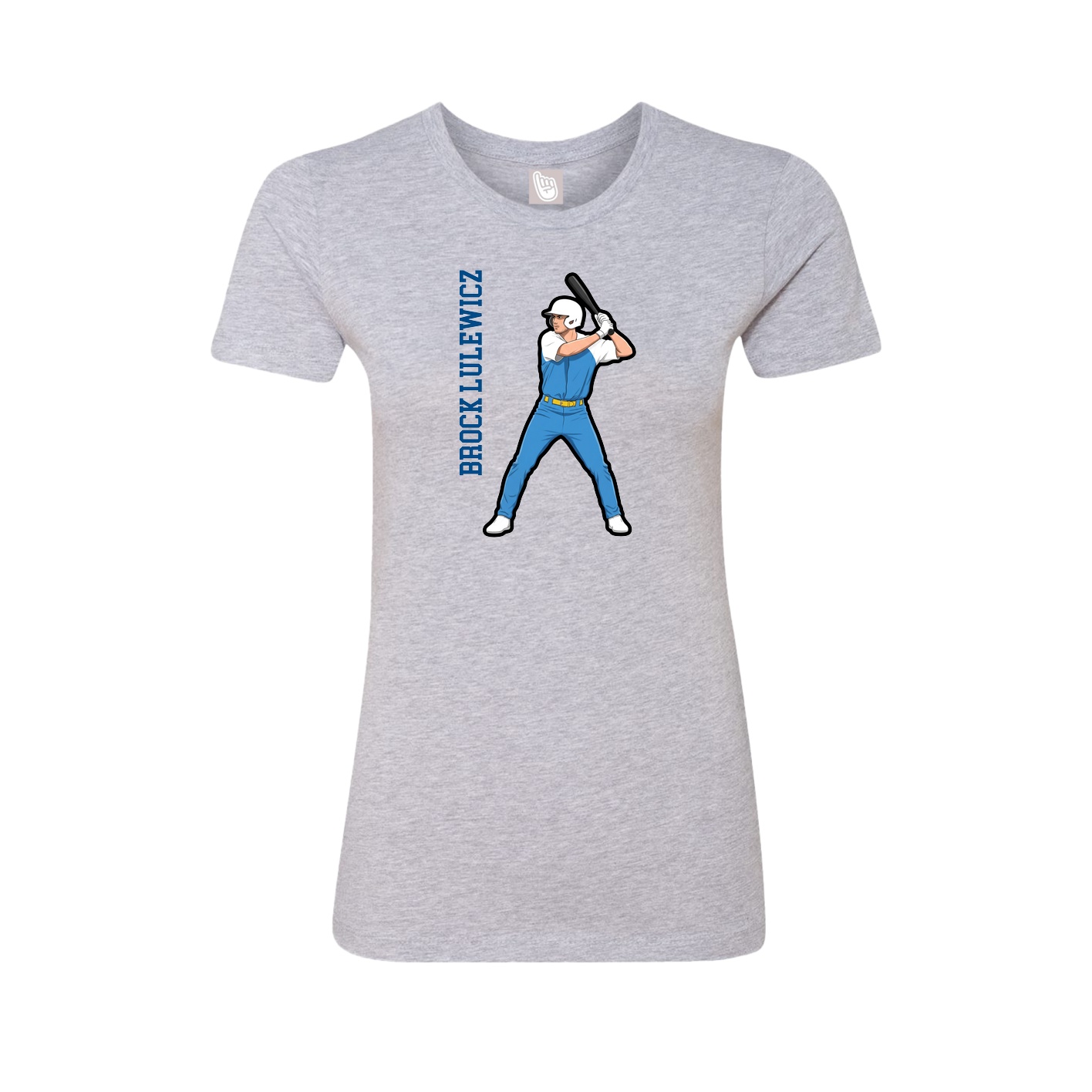 Fitted Women's Tee — Name Vertical in Grey