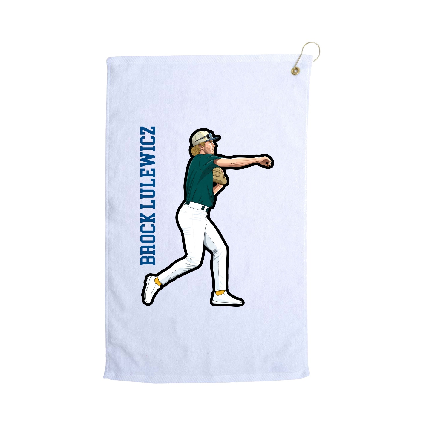 Golf Towel — Name Vertical in White