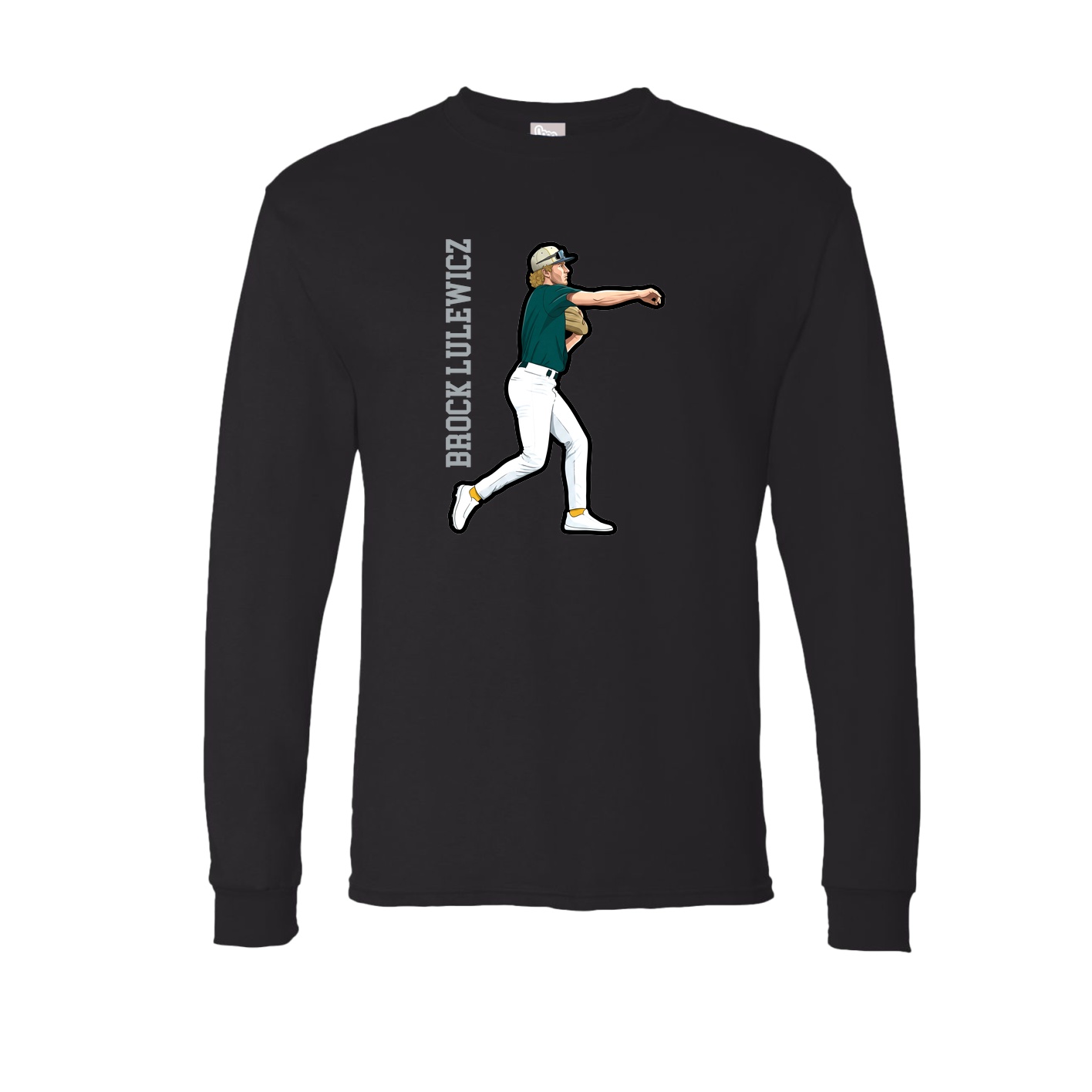 Long Sleeve Tee — Name Vertical in Black