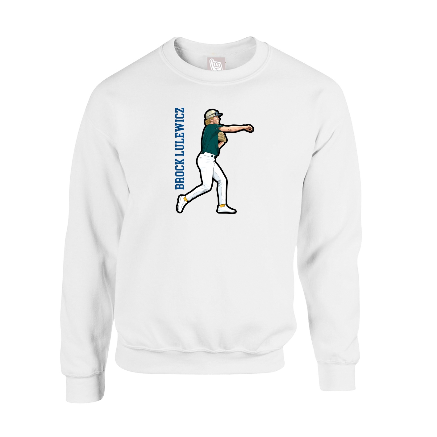 Fleece Crew — Name Vertical in White