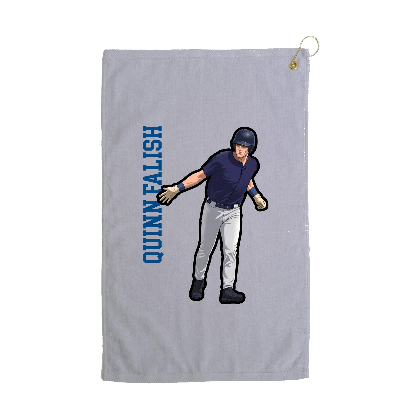 Golf Towel — Name Vertical in Grey