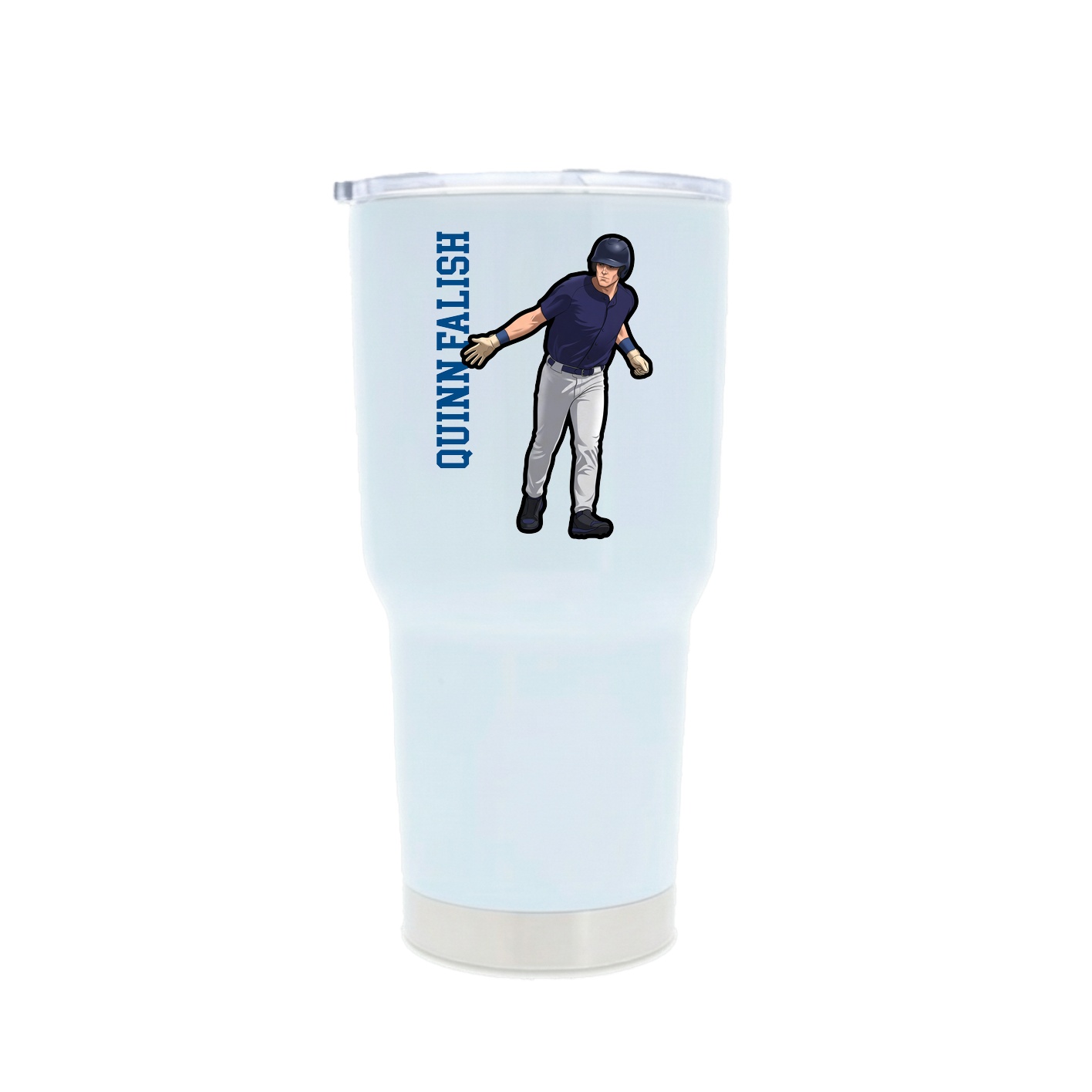 30oz Stainless Steel Tumbler — Name Vertical in White