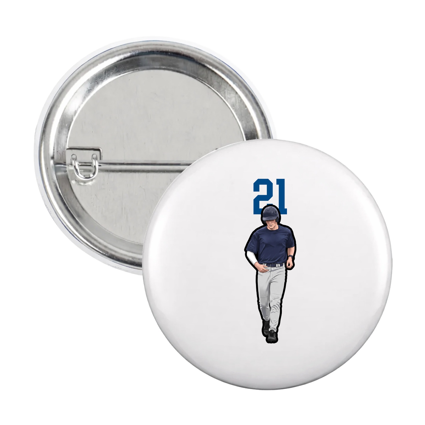 Game Day Button — Number Top in White