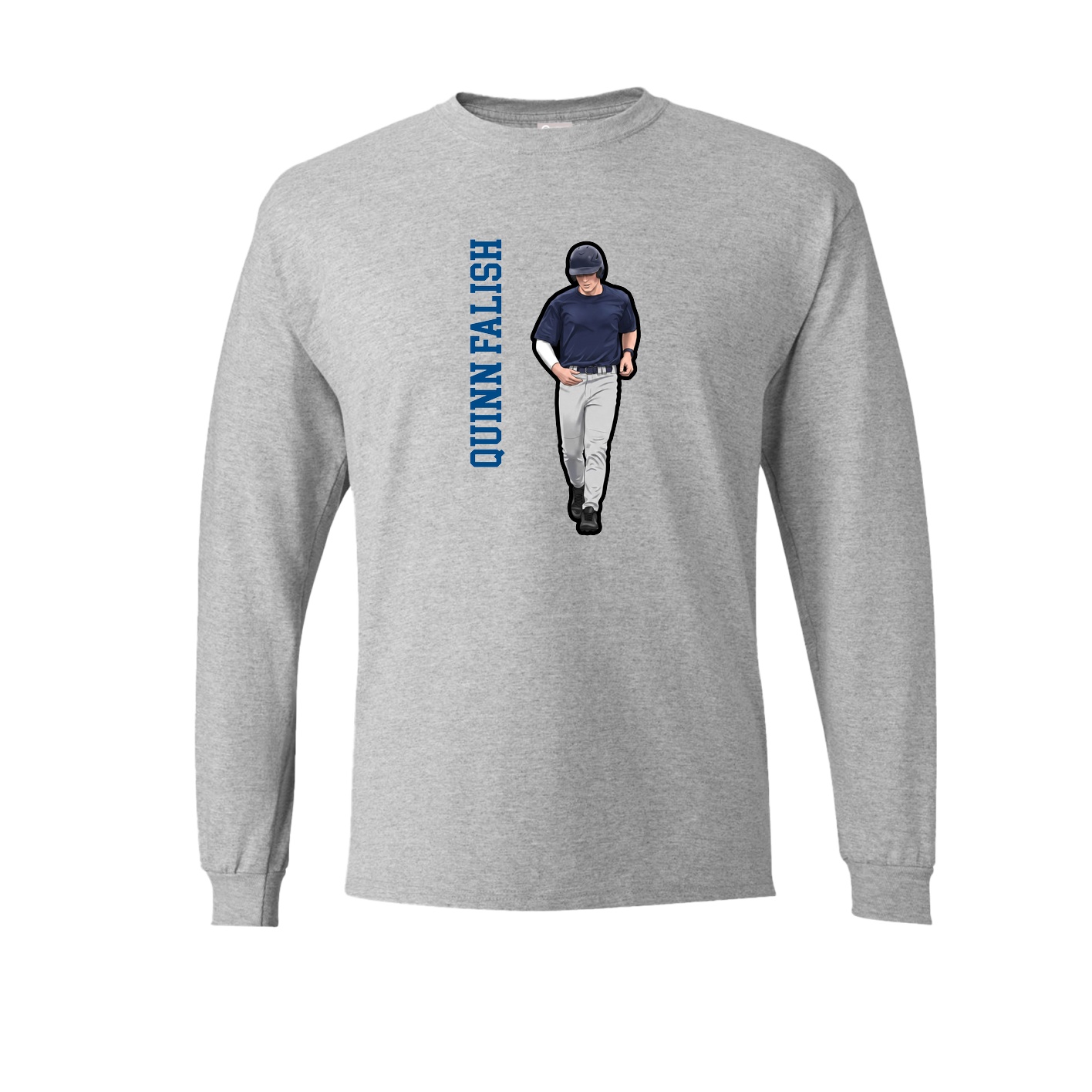 Long Sleeve Tee — Name Vertical in Grey