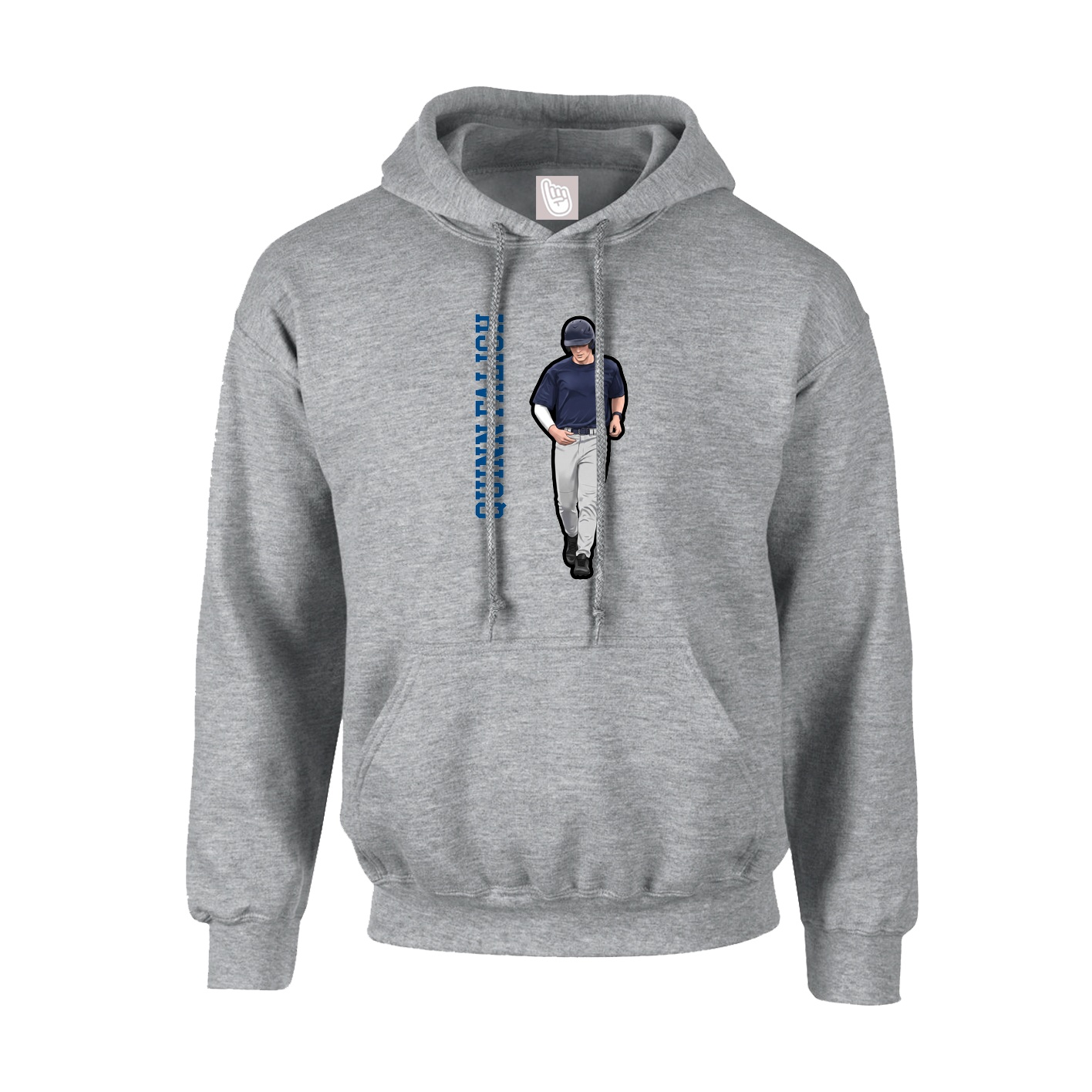 Hoodie — Name Vertical in Grey