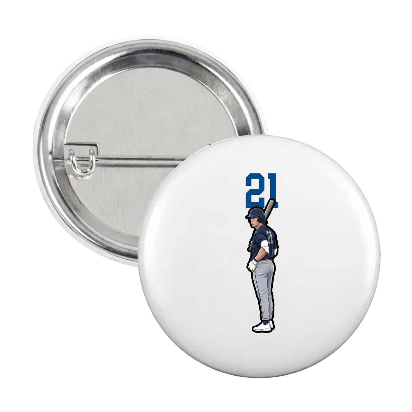 Game Day Button — Number Top in White