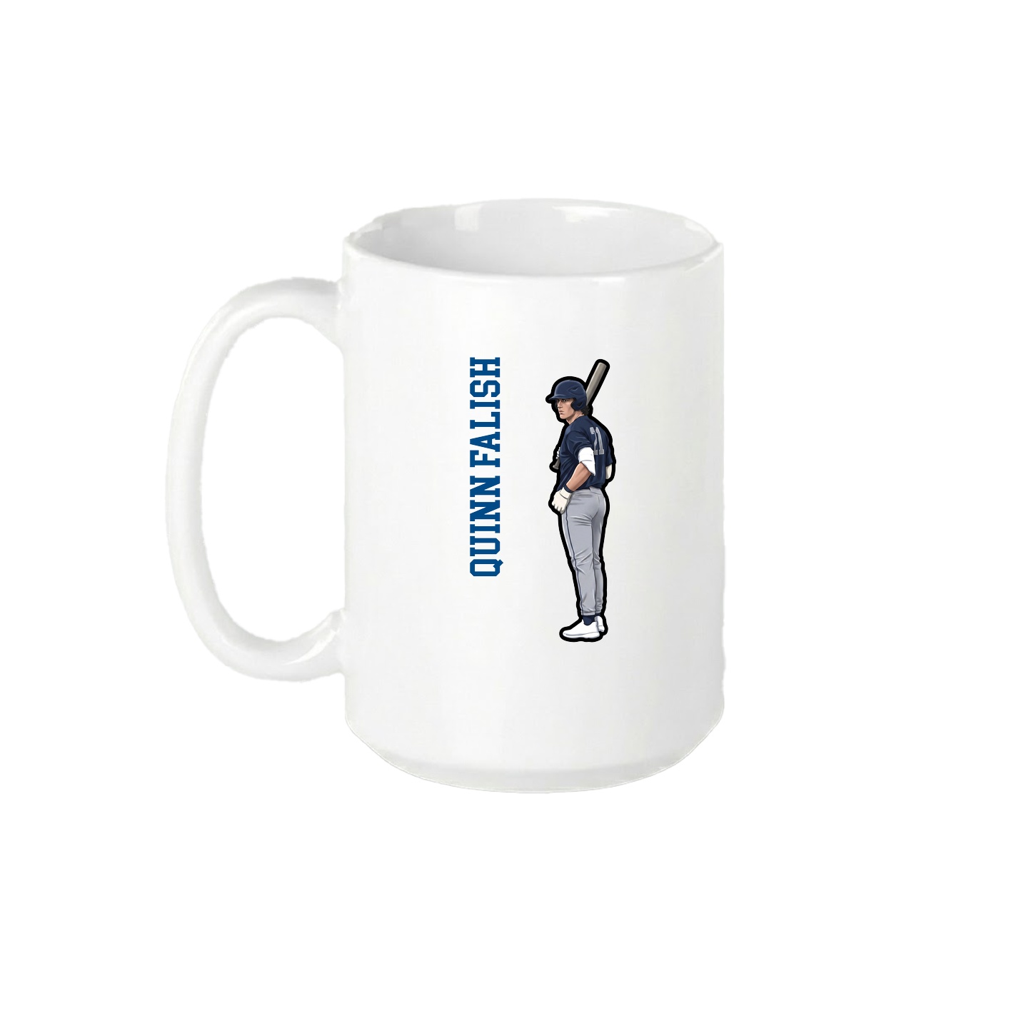 15oz Coffee Mug — Name Vertical in White