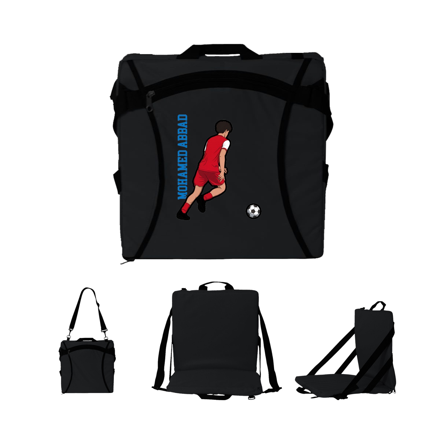 Folding Stadium Seat — Name Vertical in Black