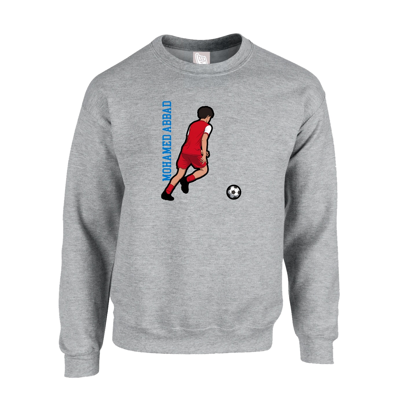 Fleece Crew — Name Vertical in Grey