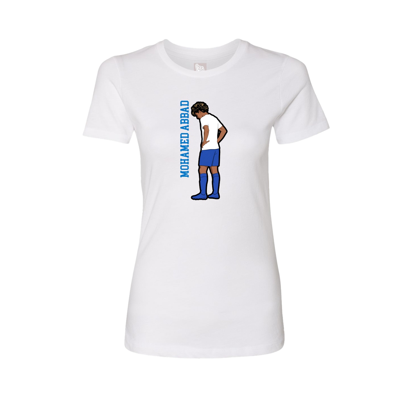 Fitted Women's Tee — Name Vertical in White