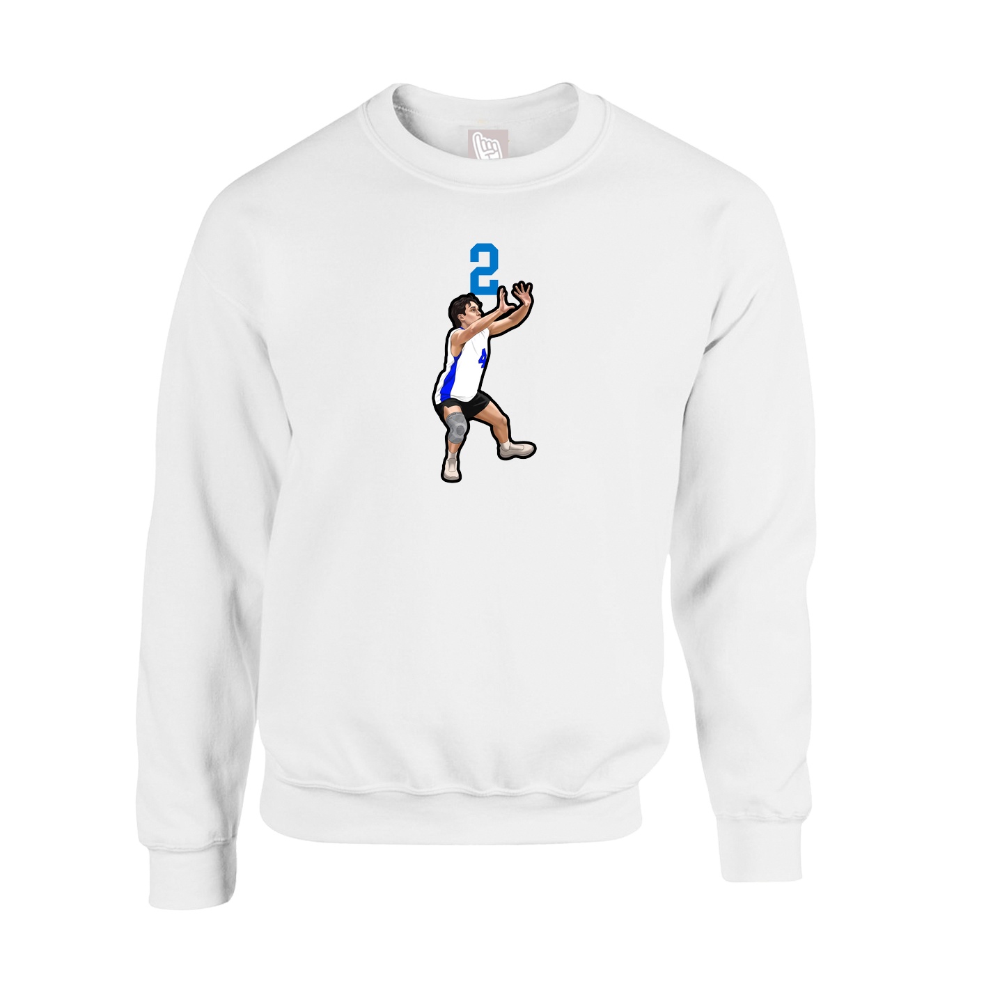 Fleece Crew — Number Top in White