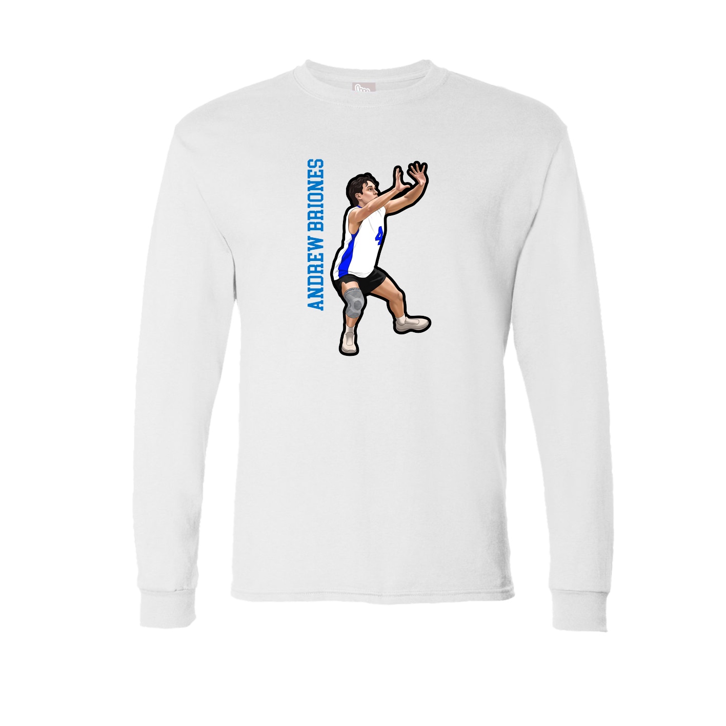 Long Sleeve Tee — Name Vertical in White
