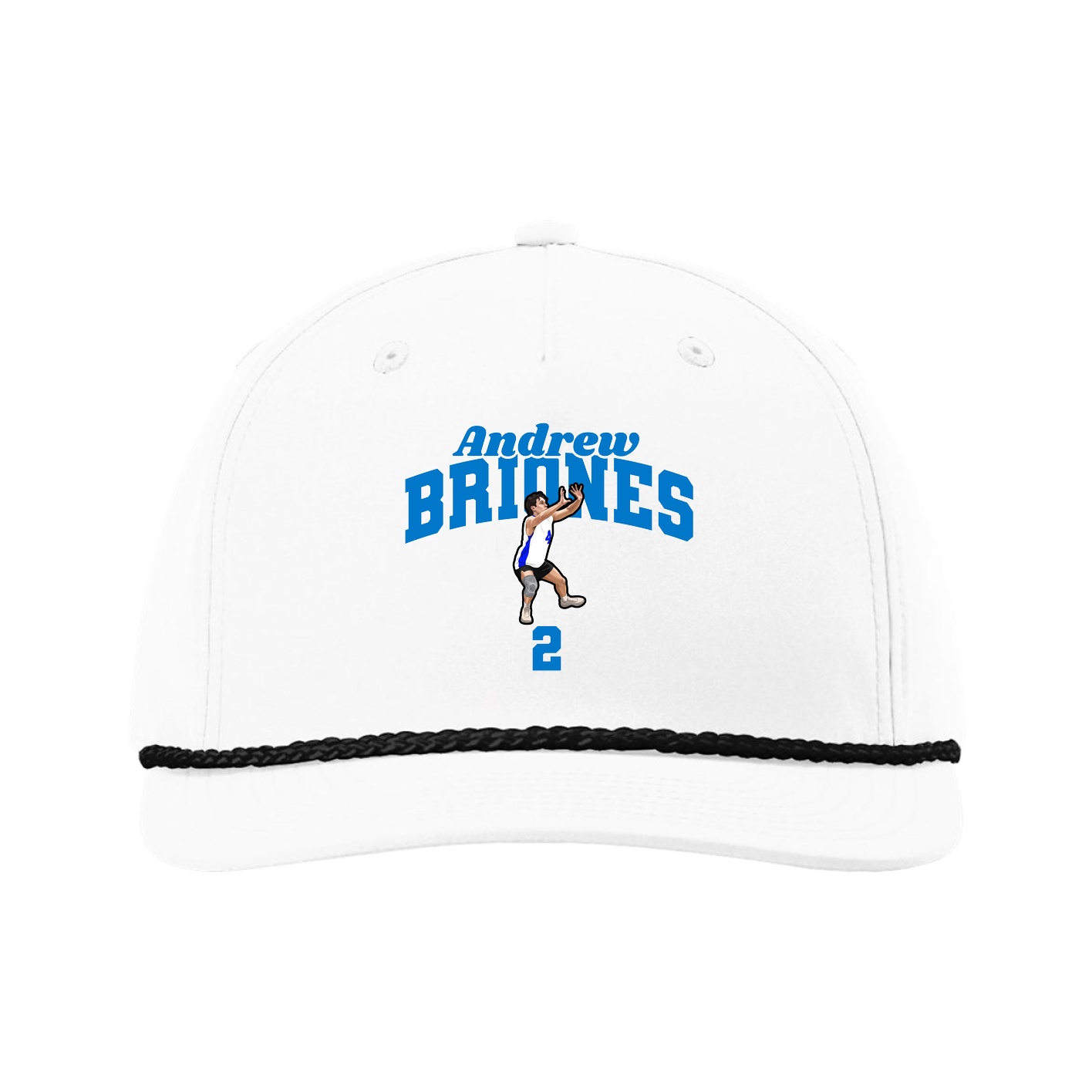 Five-Panel Classic Rope Cap — Signature Arch in White
