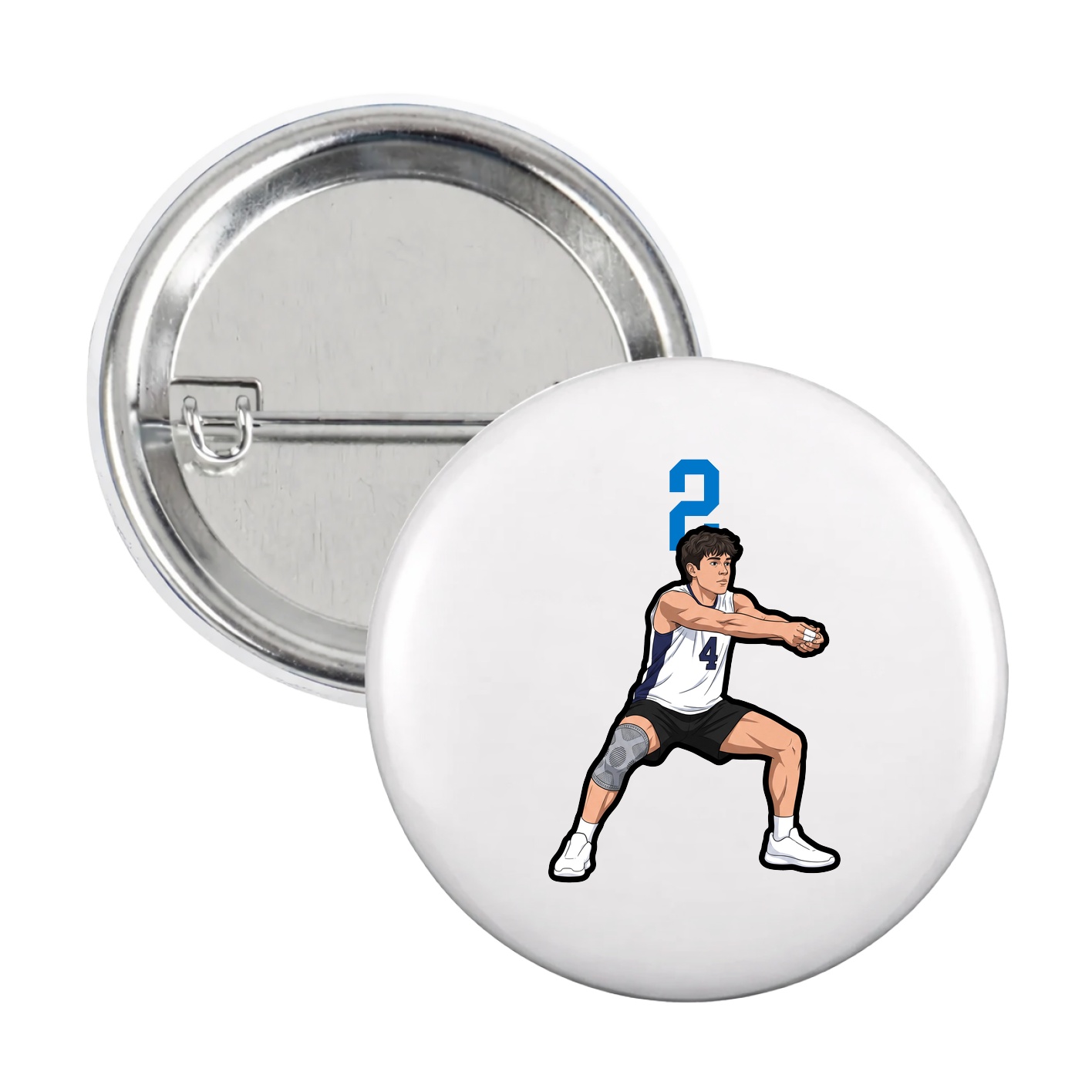 Game Day Button — Number Top in White
