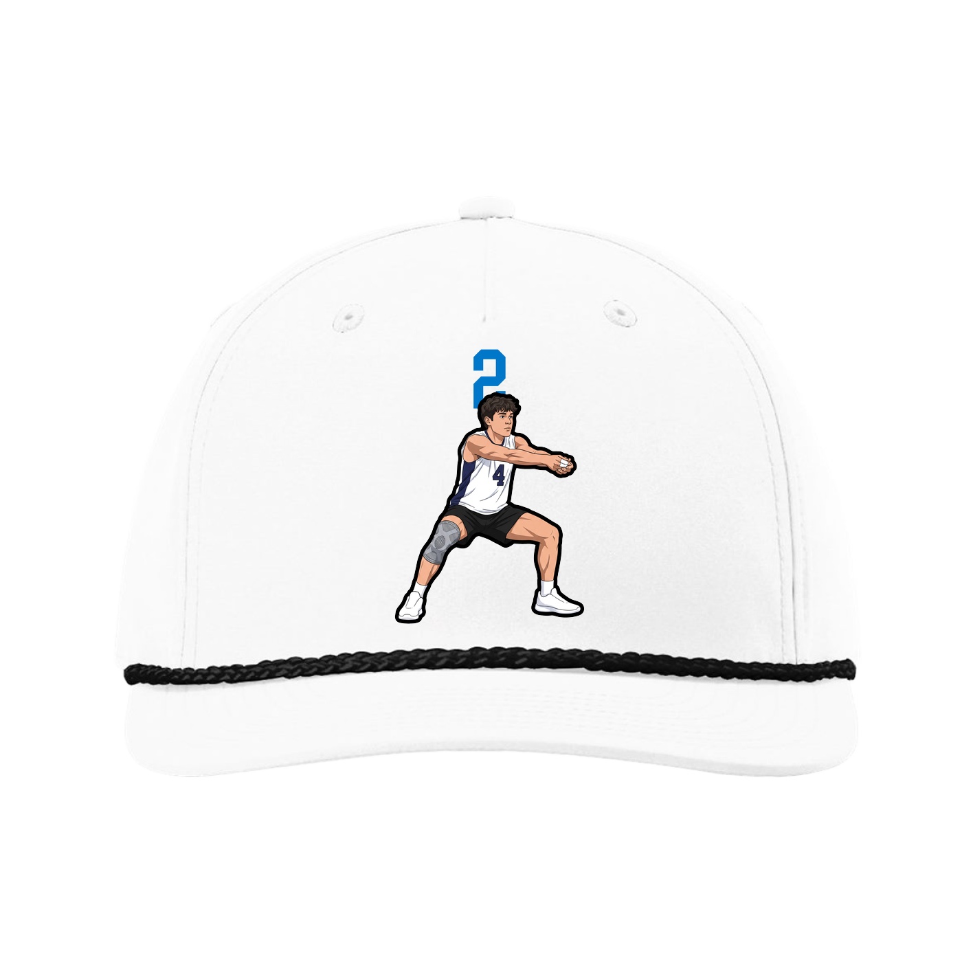 Five-Panel Classic Rope Cap — Number Top in White