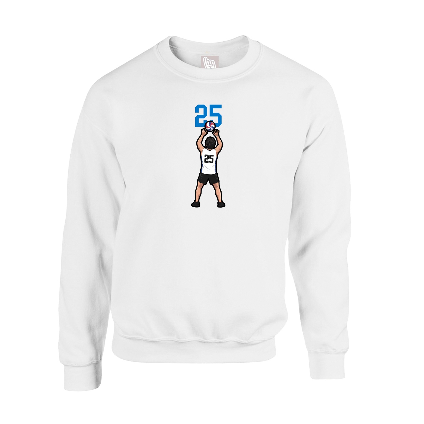 Fleece Crew — Number Top in White