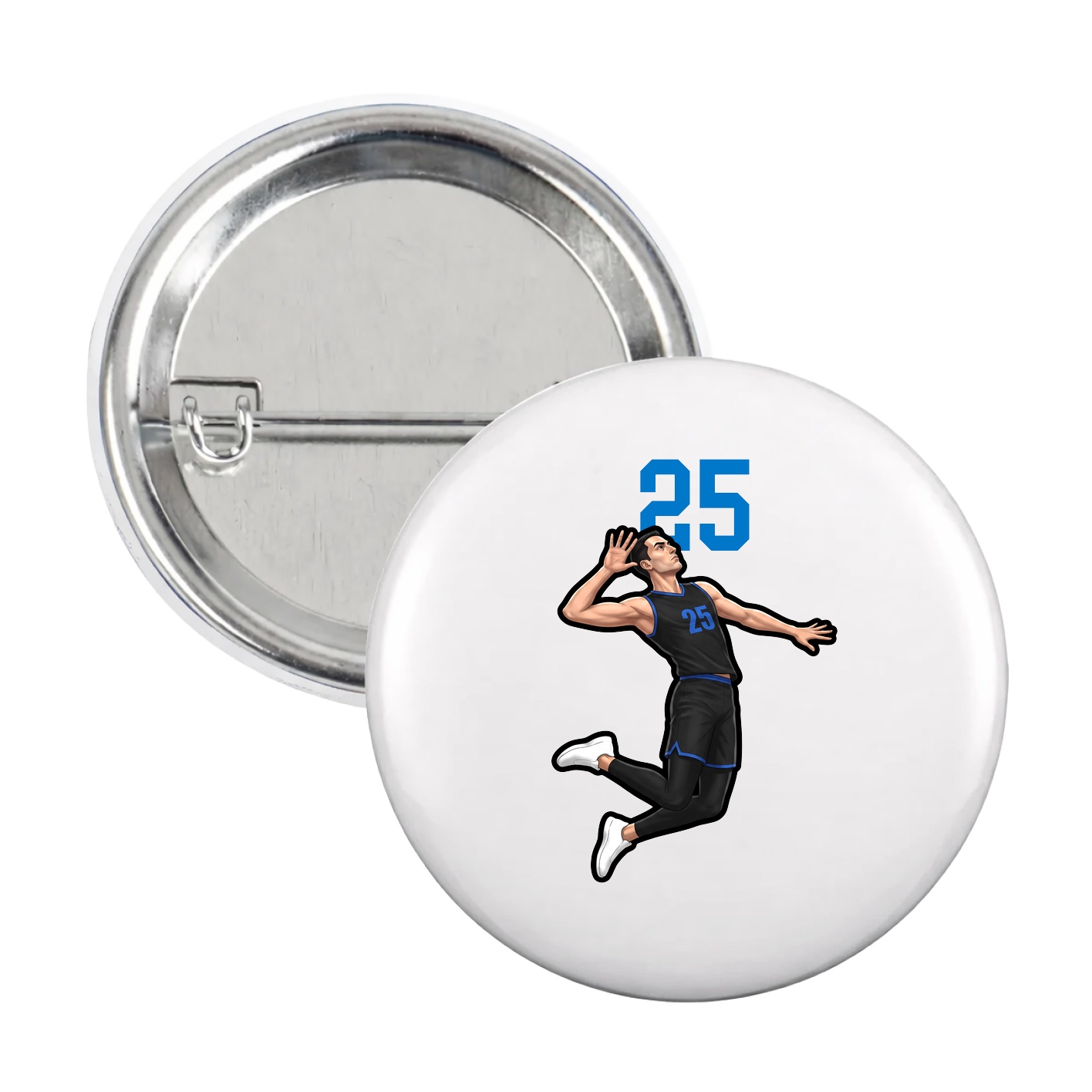 Game Day Button — Number Top in White