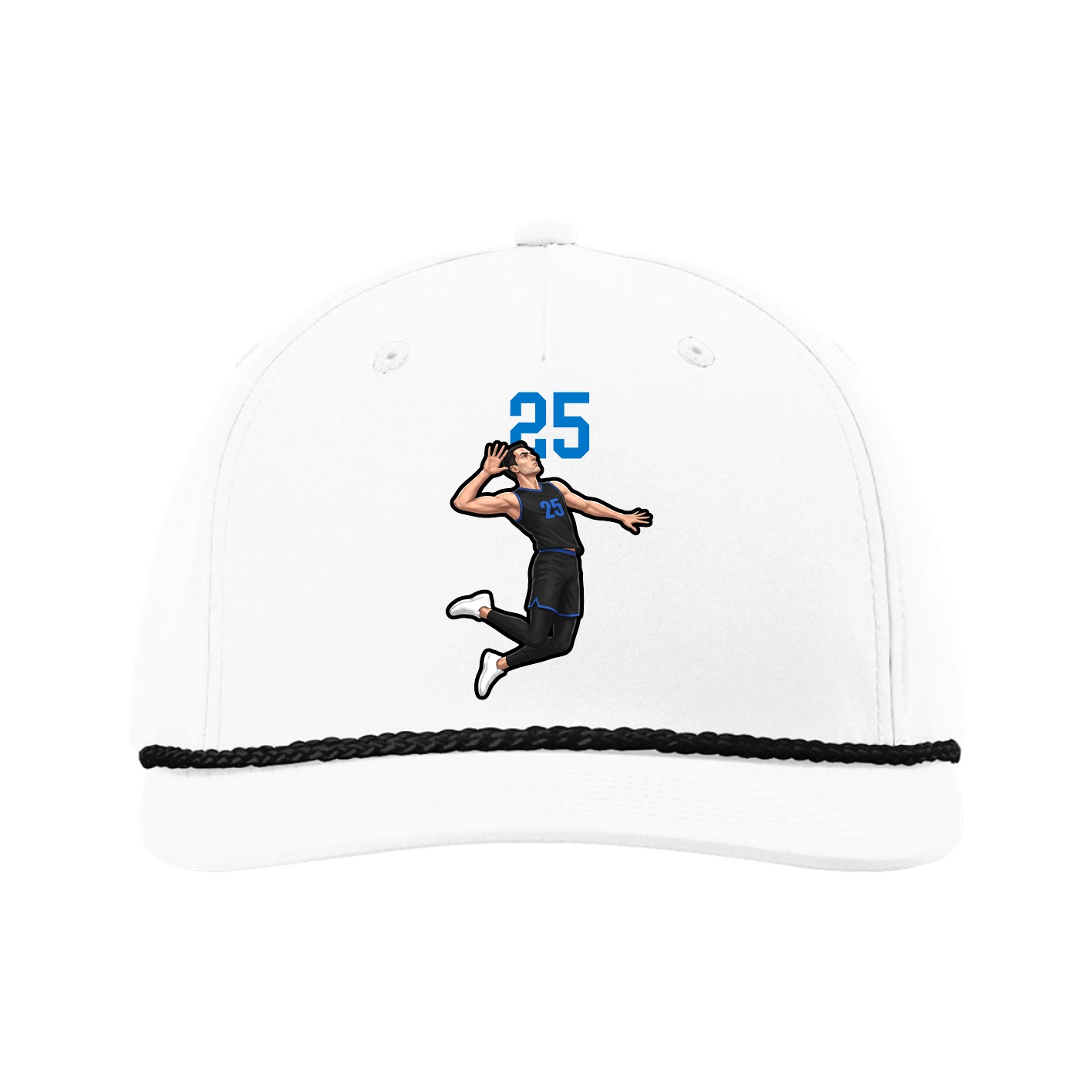 Five-Panel Classic Rope Cap — Number Top in White