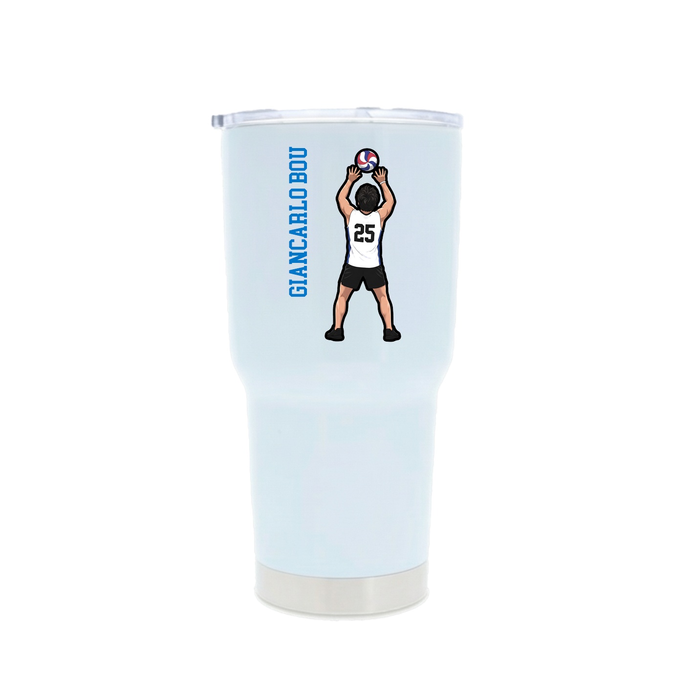 30oz Stainless Steel Tumbler — Name Vertical in White