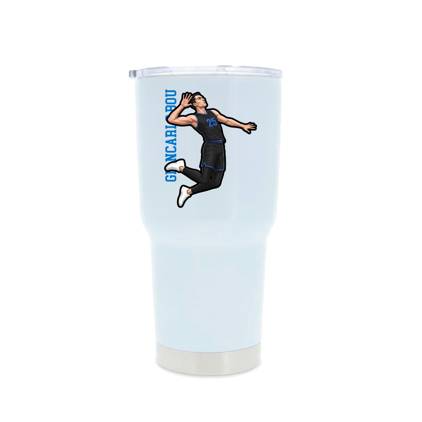 30oz Stainless Steel Tumbler — Name Vertical in White