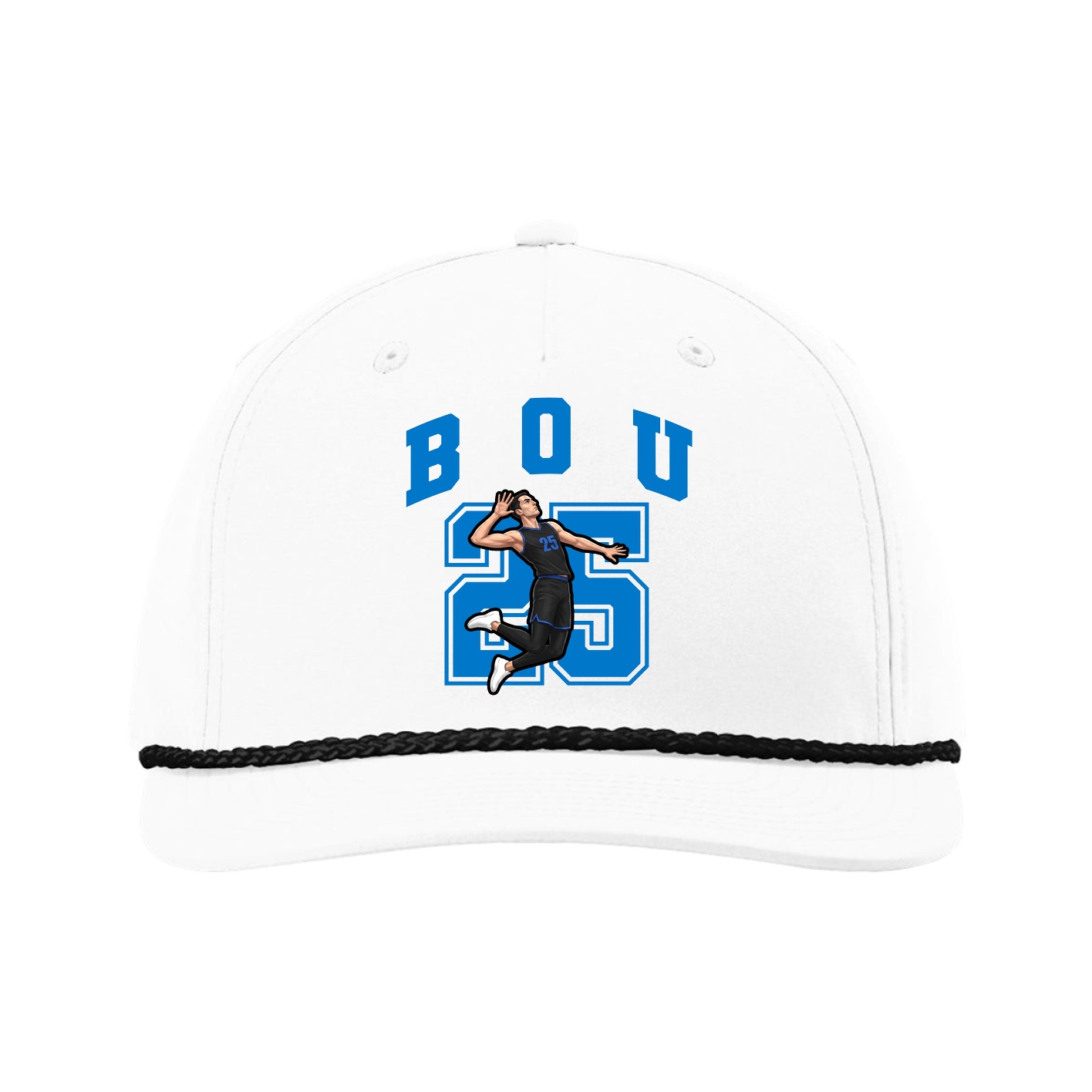 Five-Panel Classic Rope Cap — Number in White