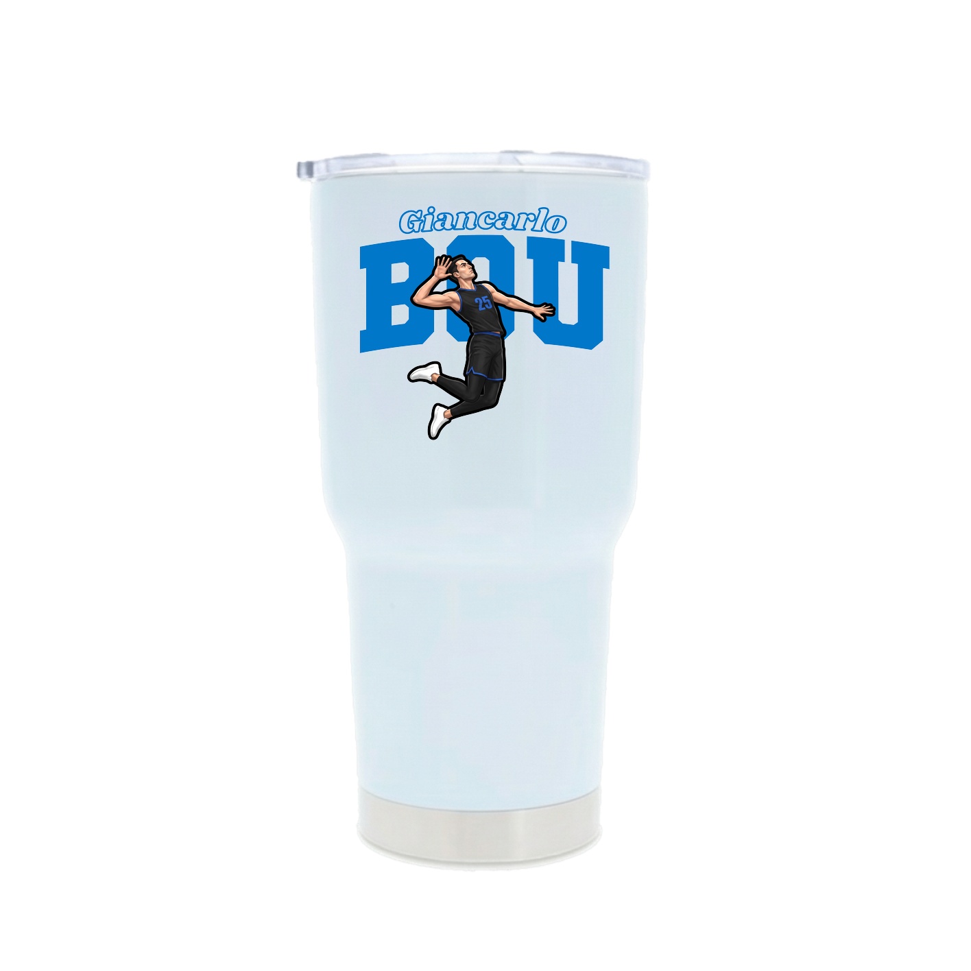 30oz Stainless Steel Tumbler — Name Arch in White