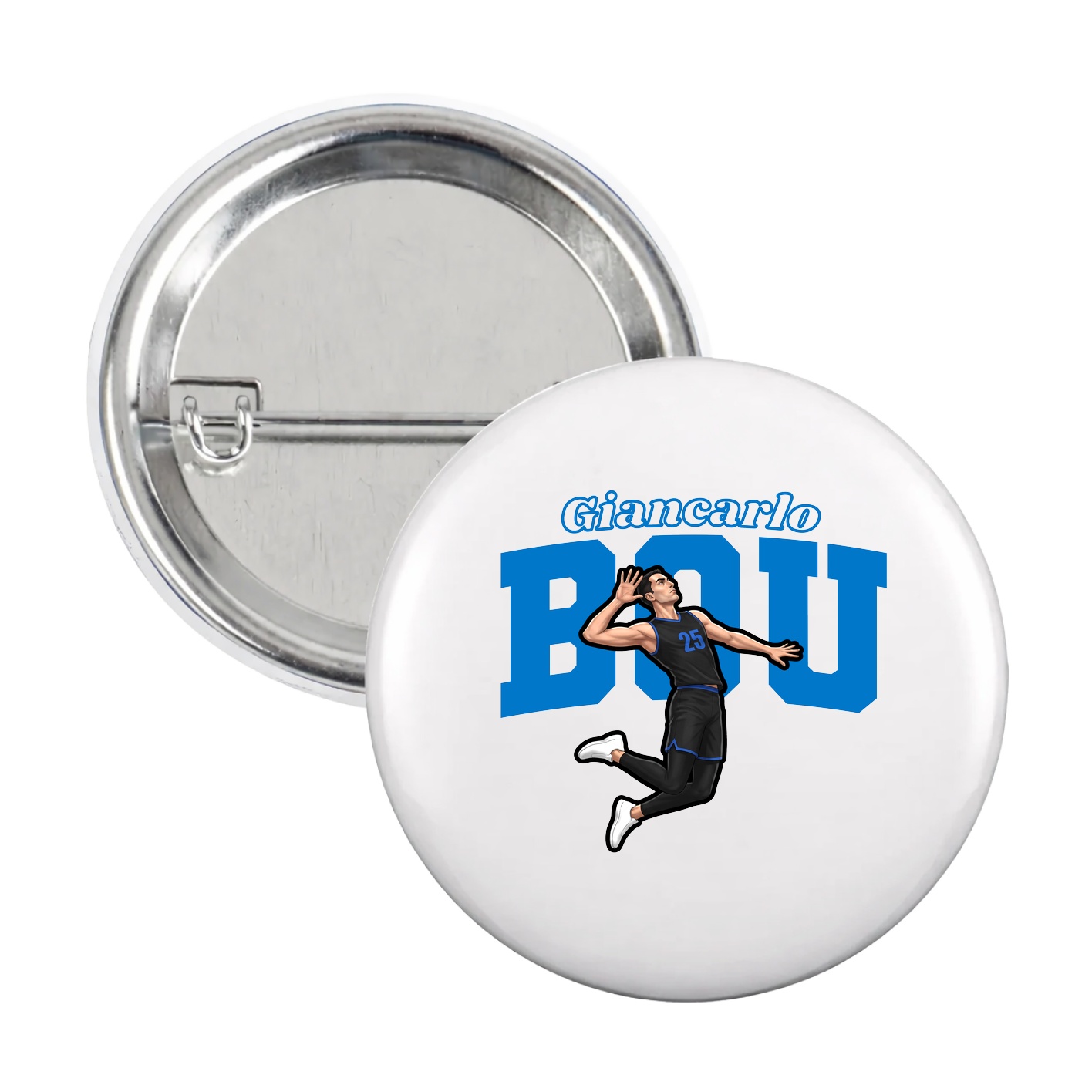 Game Day Button — Name Arch in White