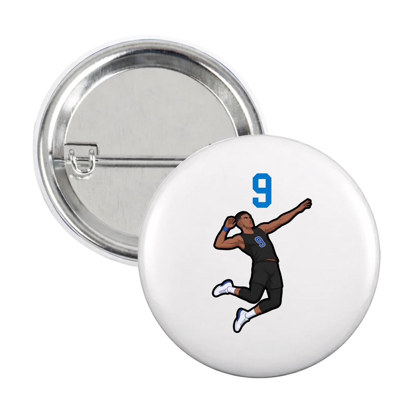 Game Day Button — Number Top in White