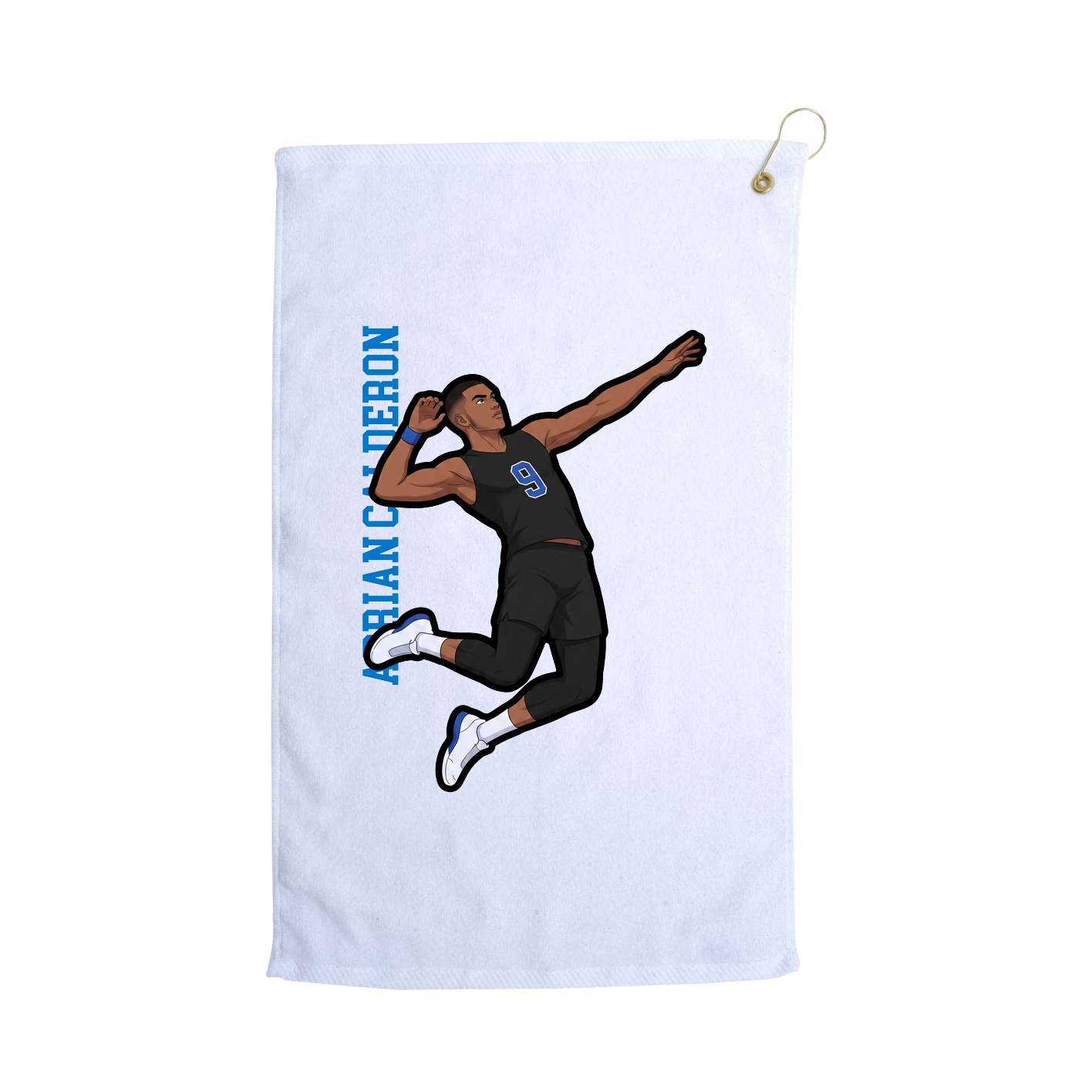 Golf Towel — Name Vertical in White